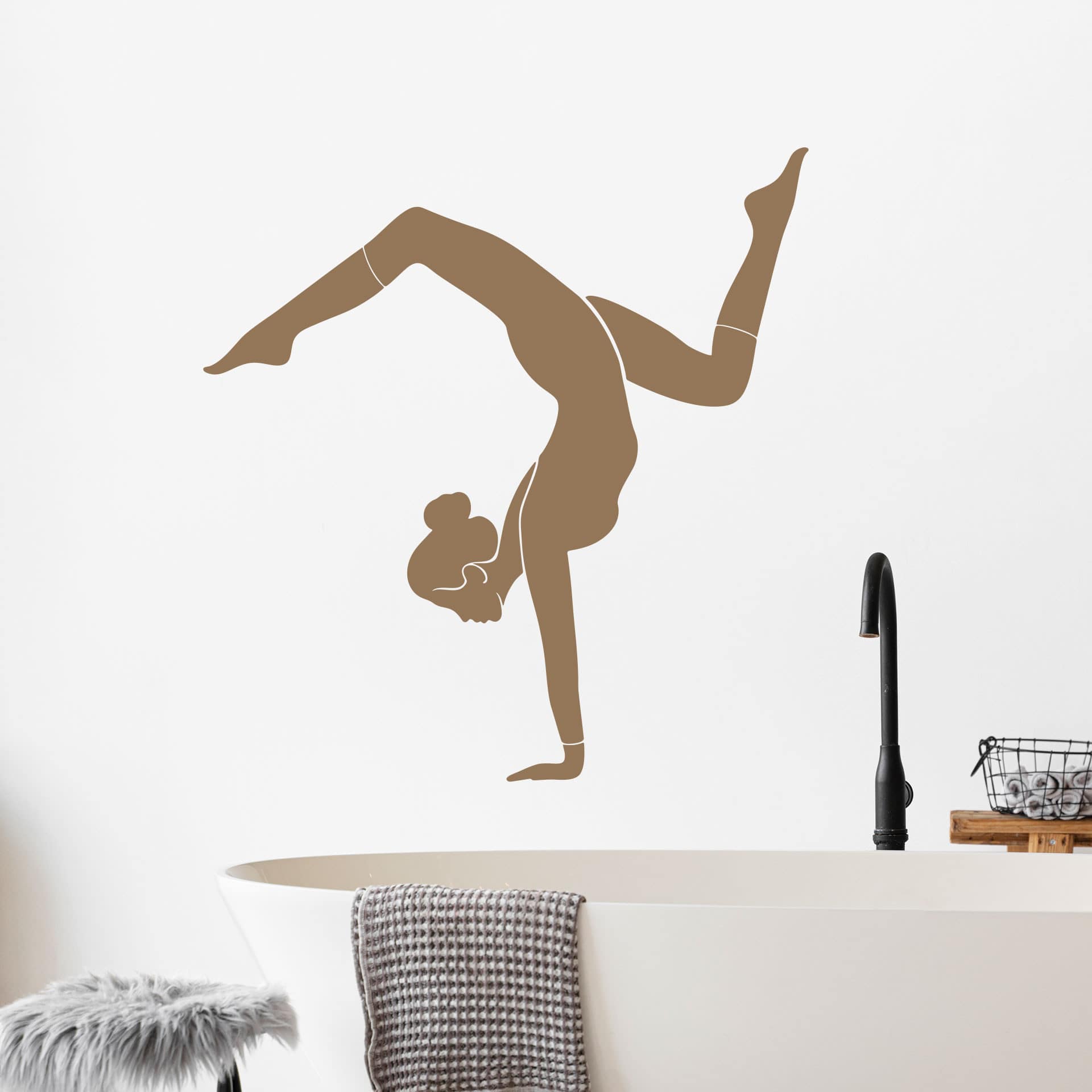 Wallsticker yoga håndstand silhuet ensfarvet