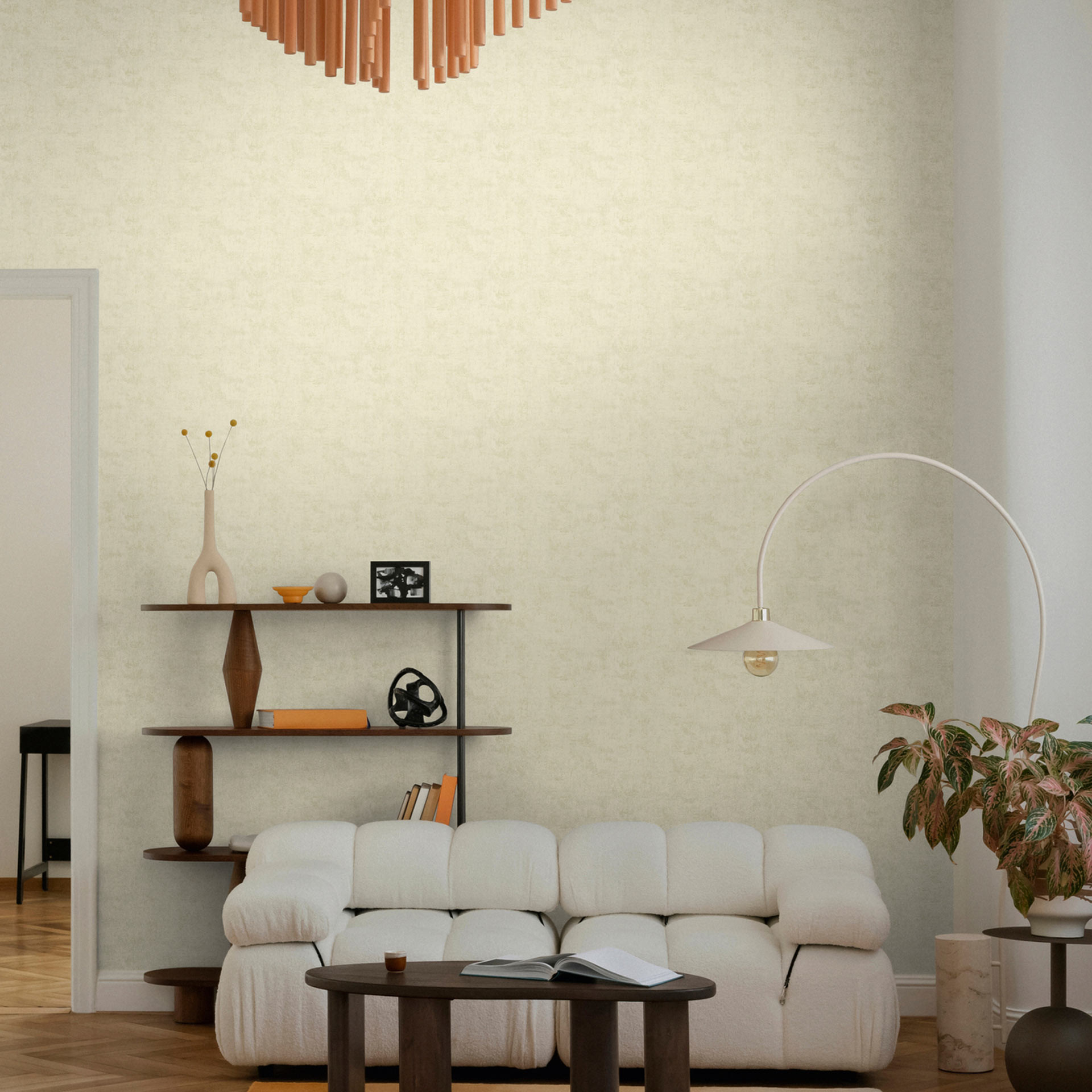 Elegant vliesbehang - fijn streeppatroon in natuurlijke tinten & beige