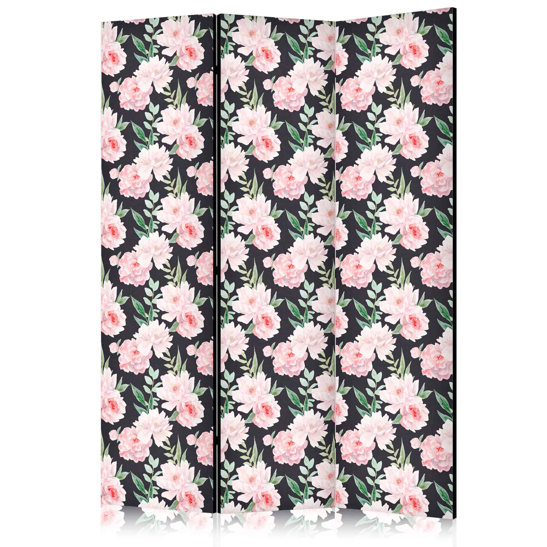 Paravent, Raumteiler freistehend, Trennwand - Peonies - Pink Floral Graphite
