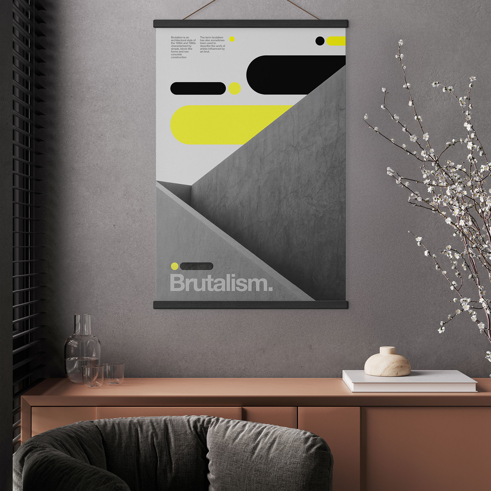 Stampa su tessuto Design Brutalista Giallo Grigio - Sub88 Studio
