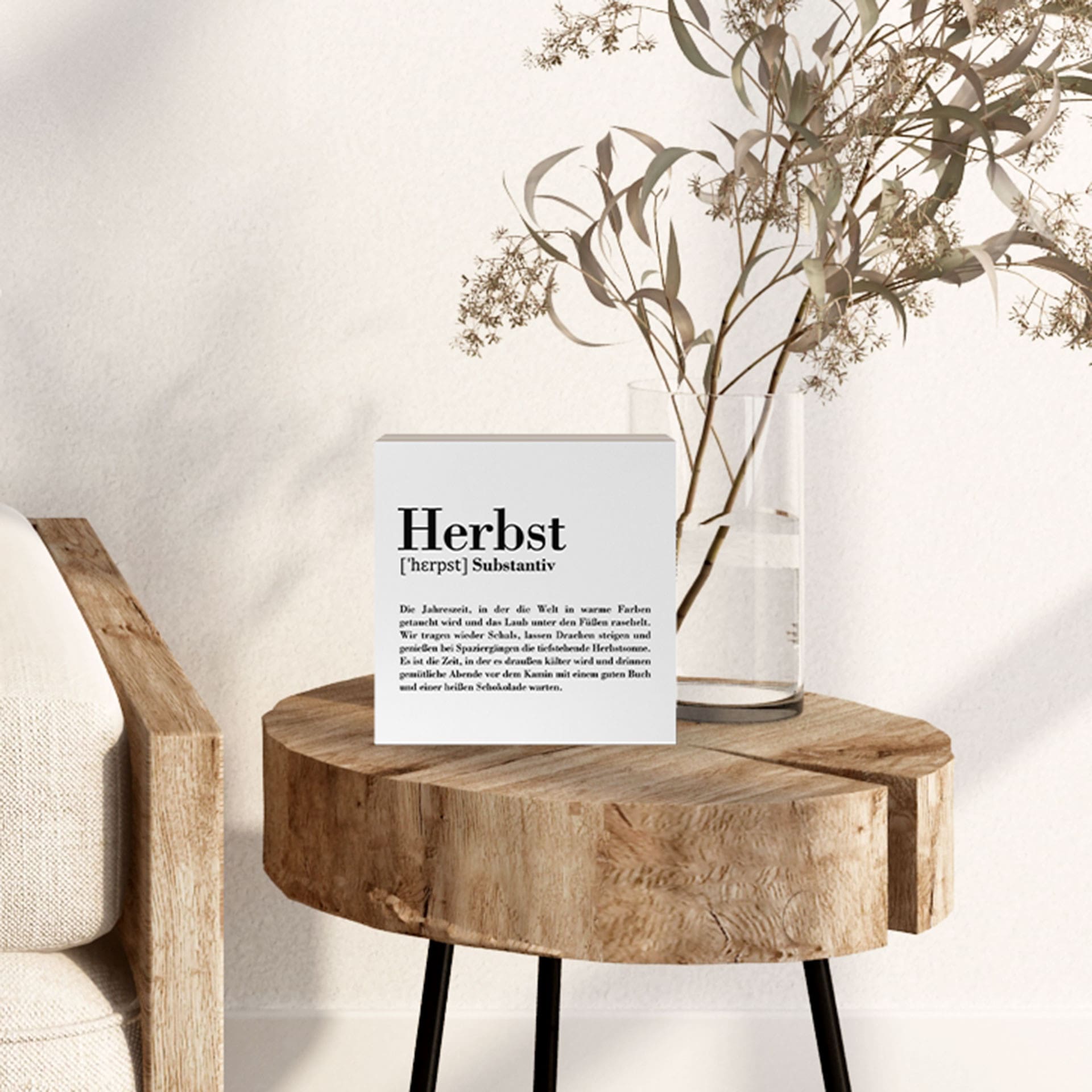 Holzbild zum Hinstellen - Grammatik - Herbst - 15x15 cm