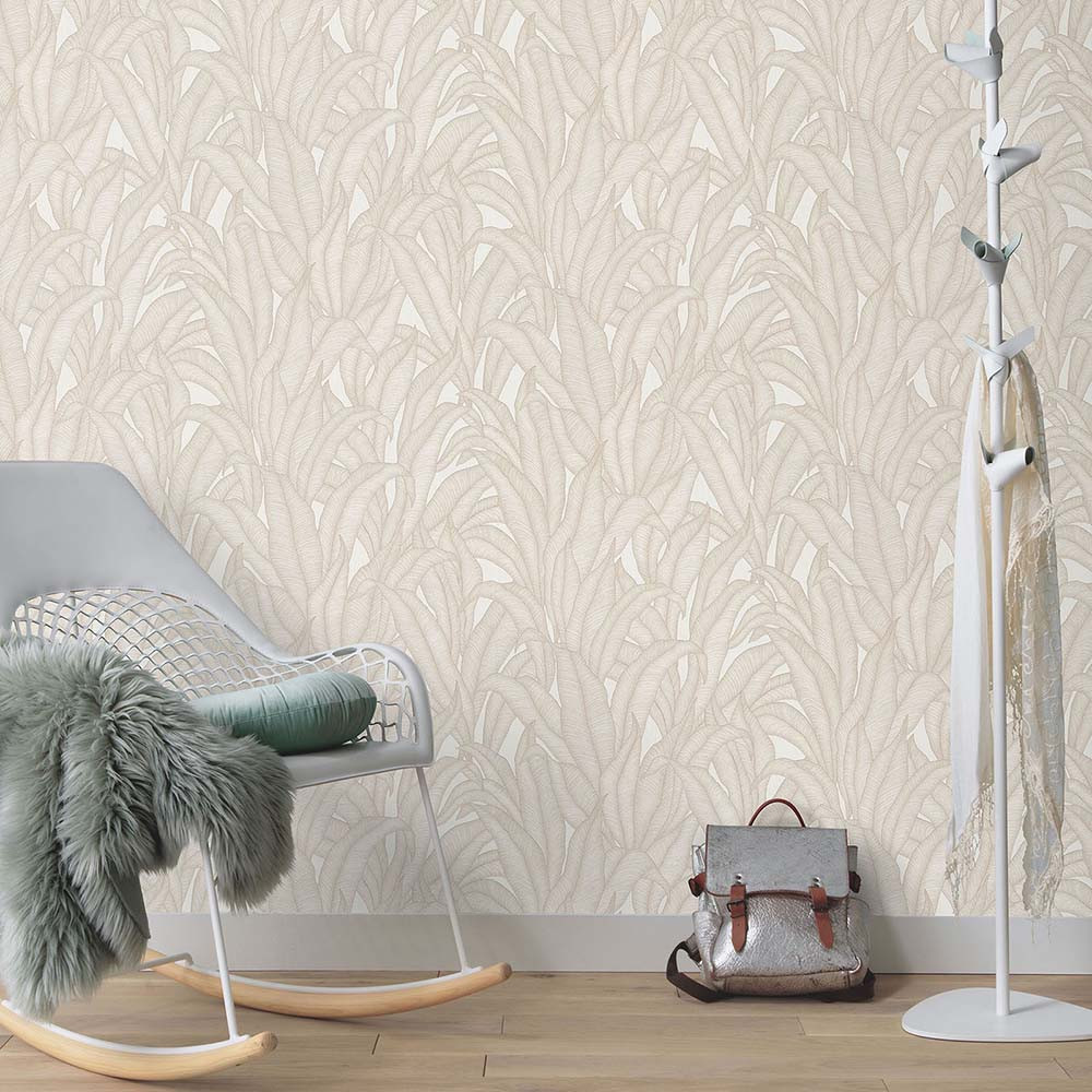 rank wallpaper, blad behang Fashion for Walls 4 by Guido Maria Kretschmer cream