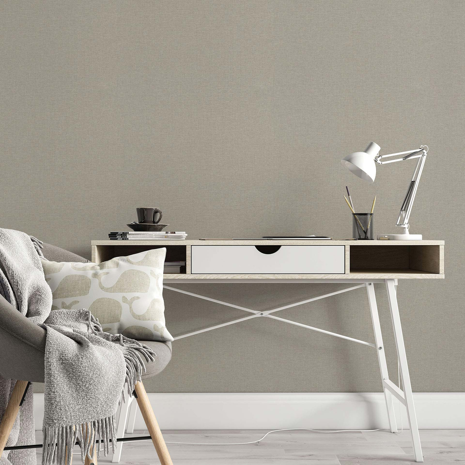 Vliesbehang, behangmuurschildering Secret Garden taupe