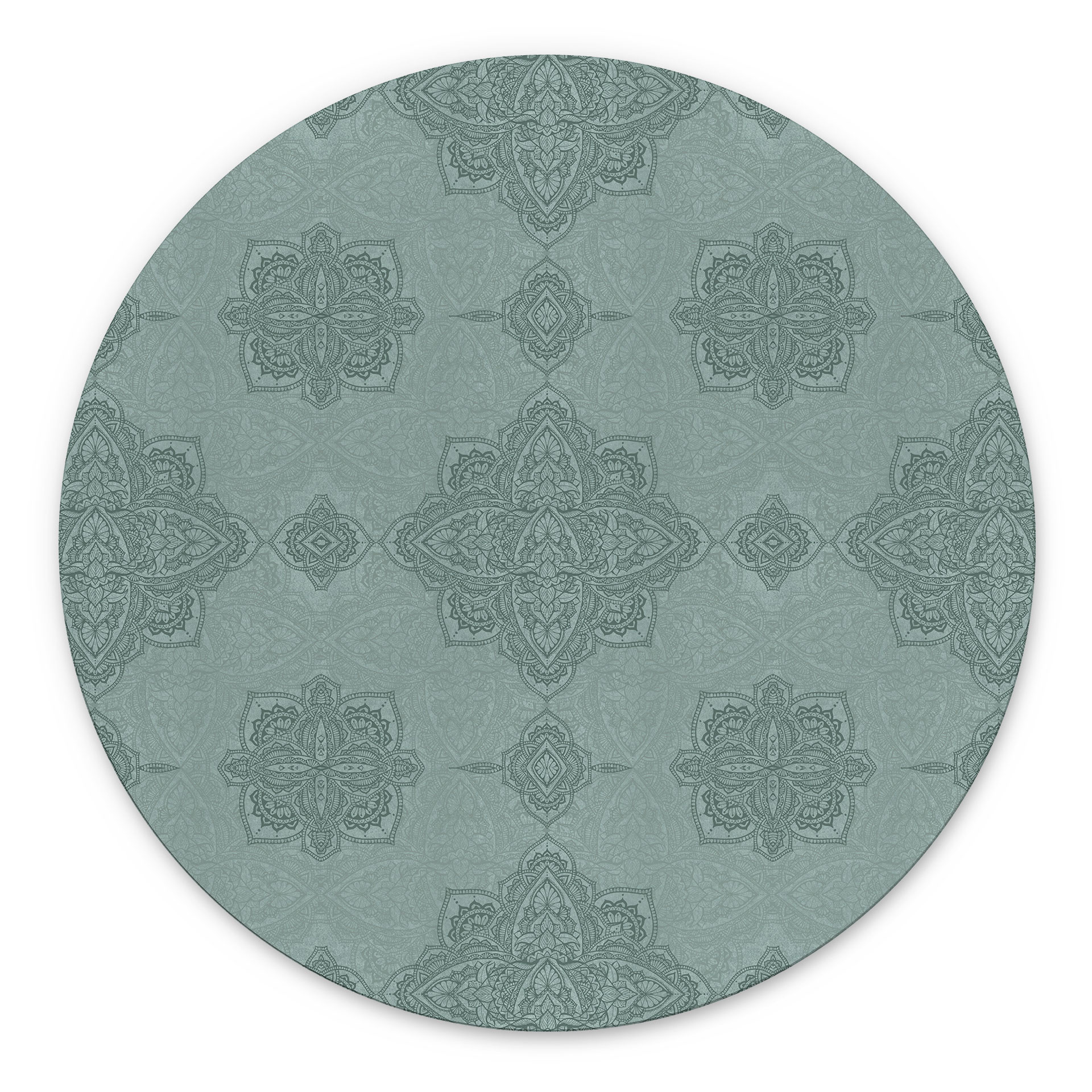 Billede Mønster Marrakech grøn - Bloomery Decor - rund – print på aluminium (Alu-Dibond)