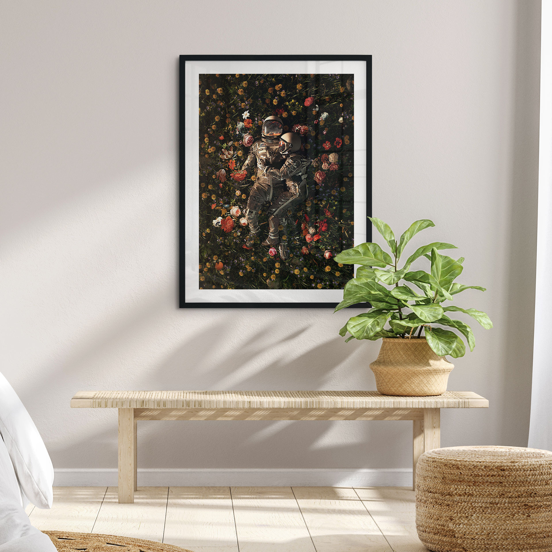 Poster Astronauten auf einer Blumenwiese - Nicebleed