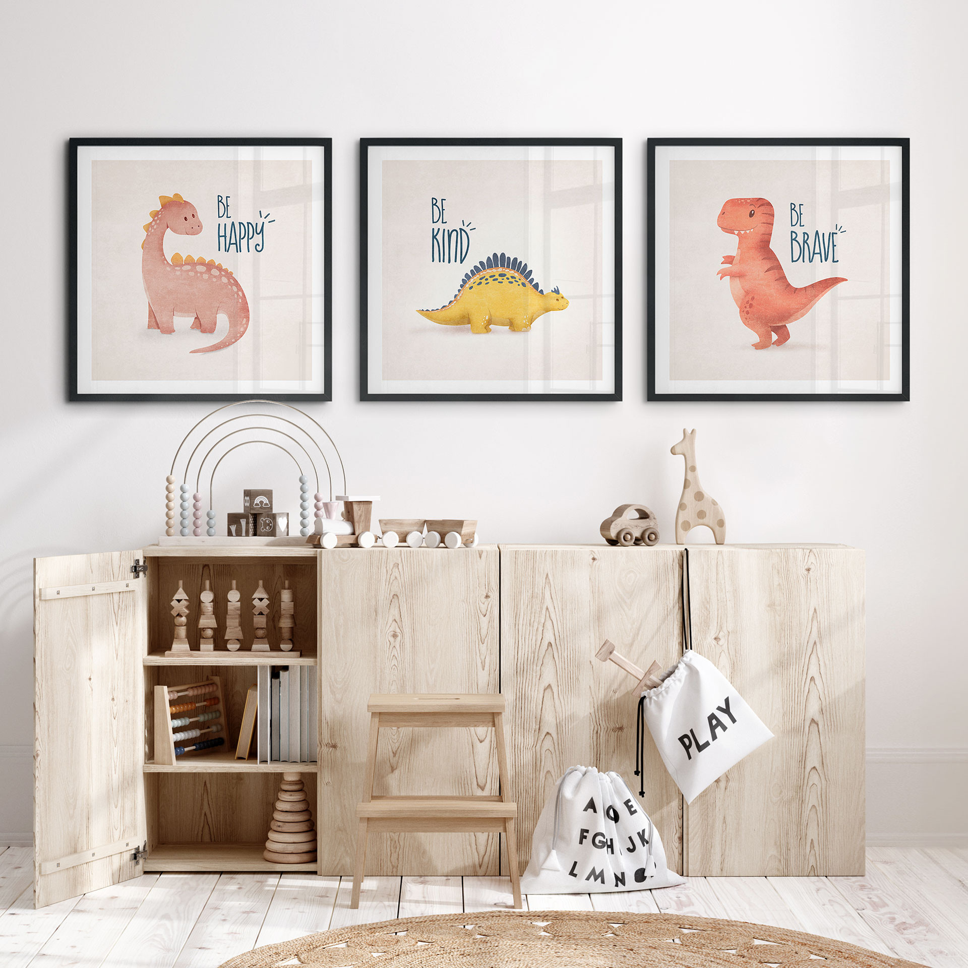 Plakat Dino Be Kind - Stegosaurus - Tunaboylu - Square