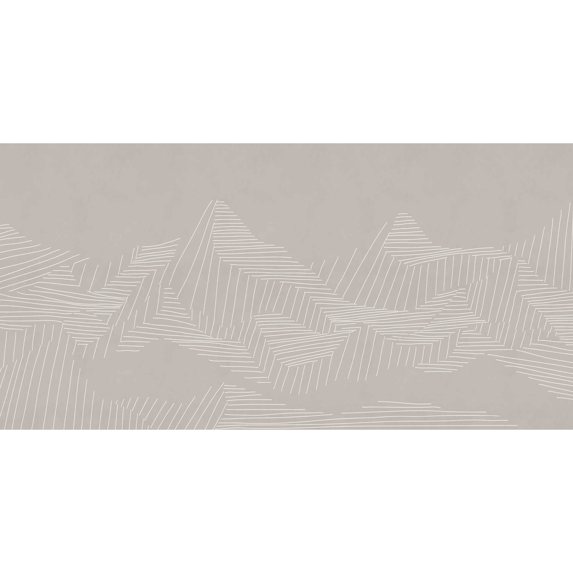 Geometrisch bergen behang in beige met lijnenpatroon - vliesbehang