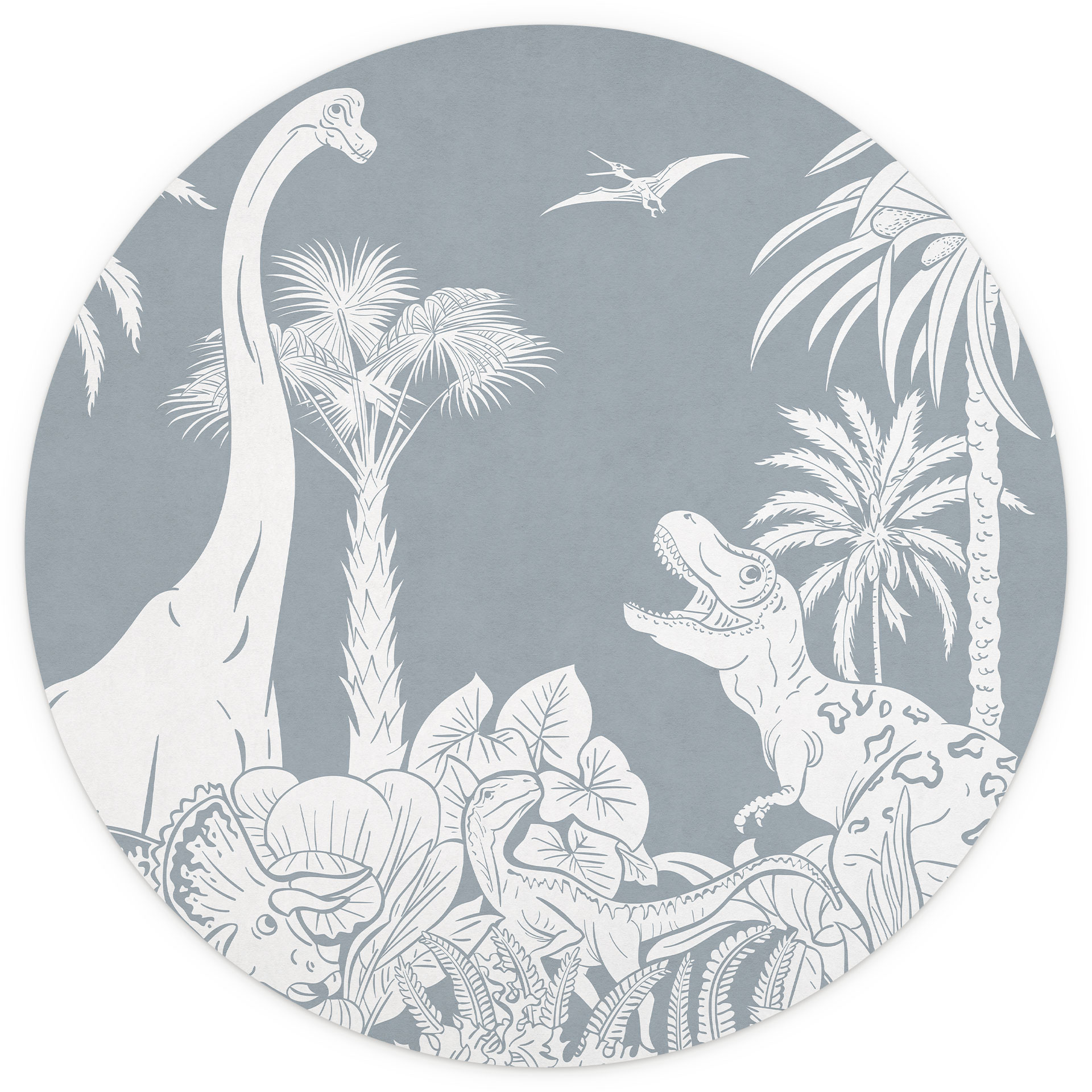 Fotobehang In het land van de dinosaurussen - Blauw - Kikki Belle - Rond - vliesbehang/zelfklevend v