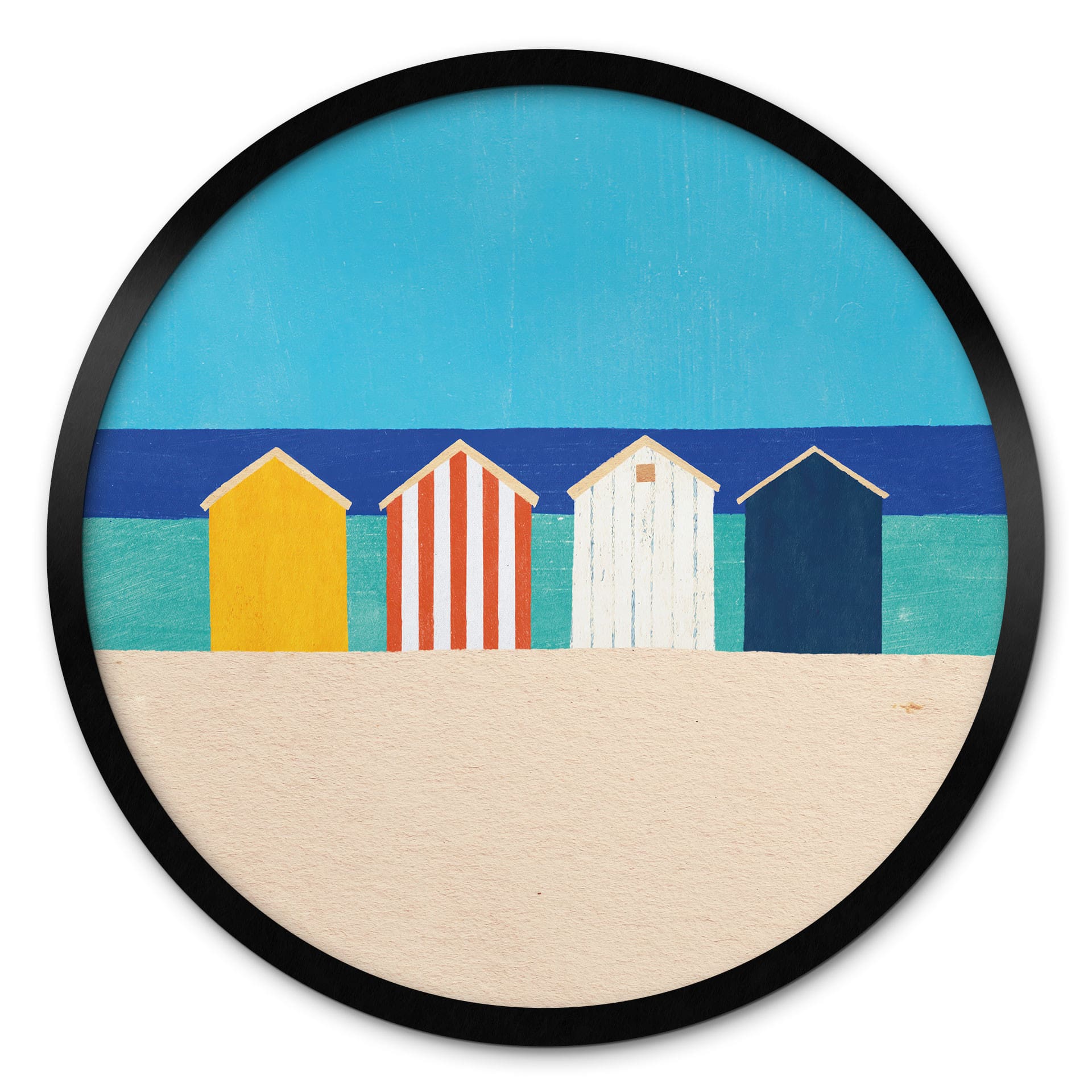 Poster Cabanes de plage au bord de la mer - Rivers - Rond