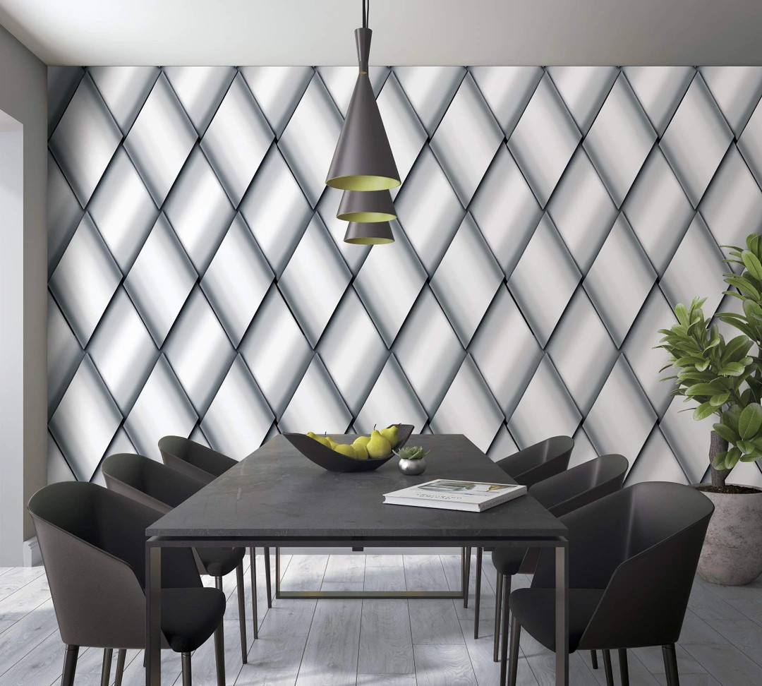 Fotobehang met diamant effect, grijs grafisch 3.40 x 1.06 m