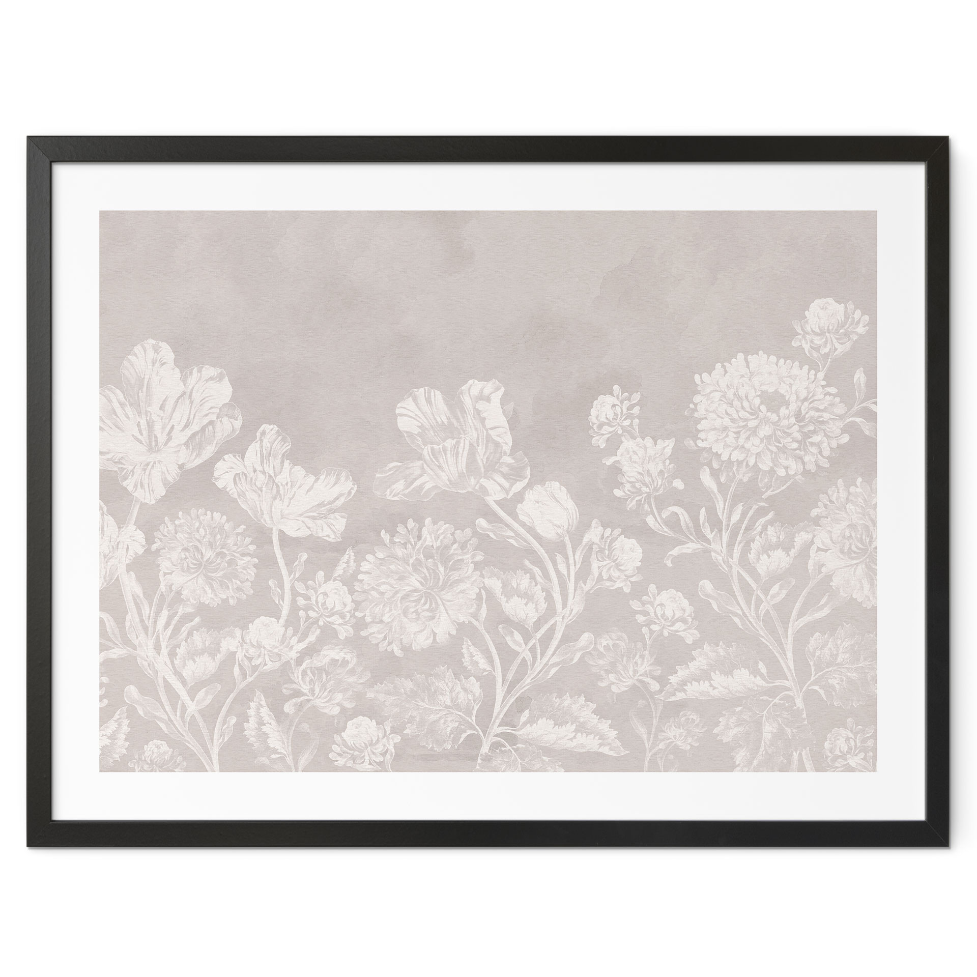 Plakat z kwiatami w kolorze beżowym - Bloomery Decor