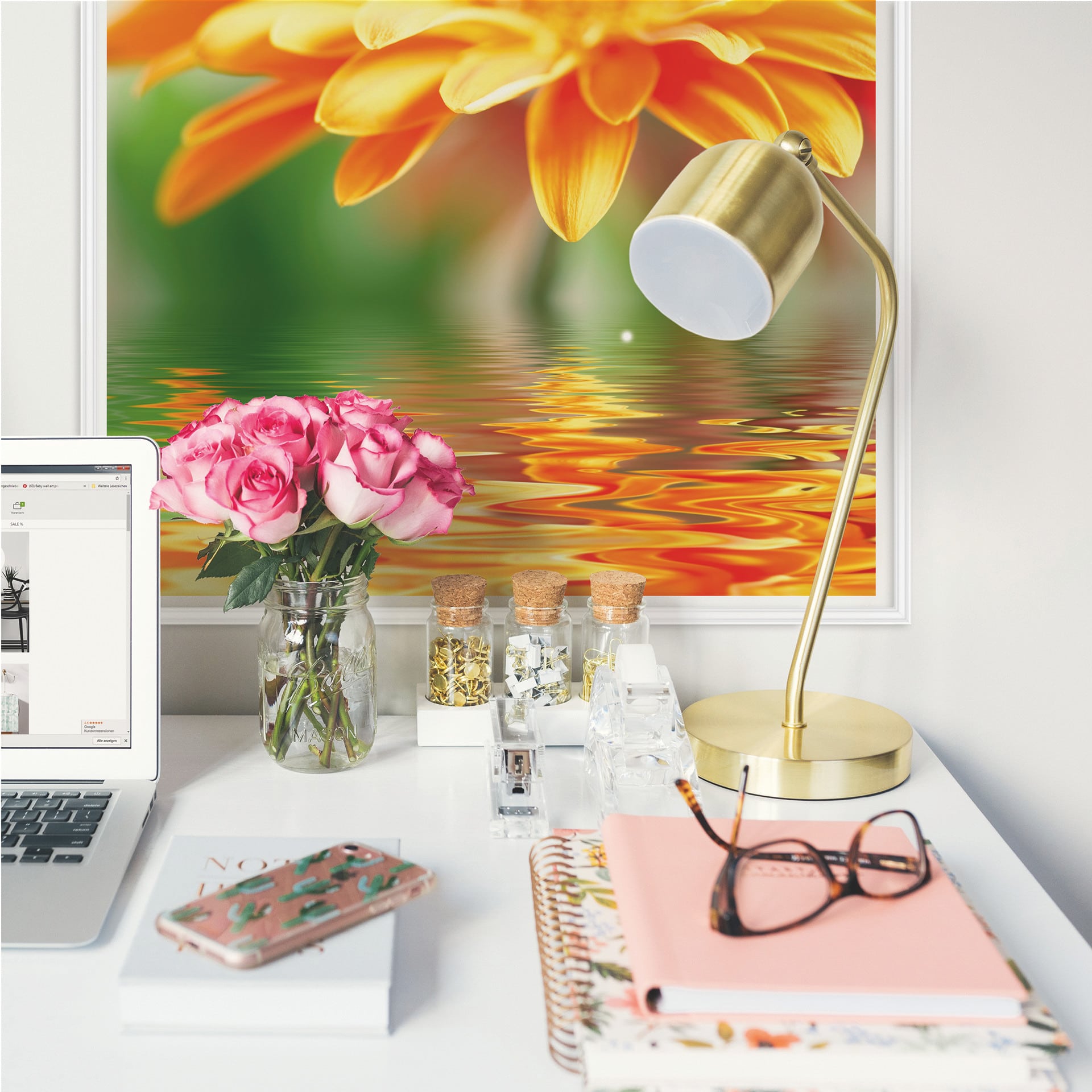 Poster autocollant - W - Reflet de Gerbera
