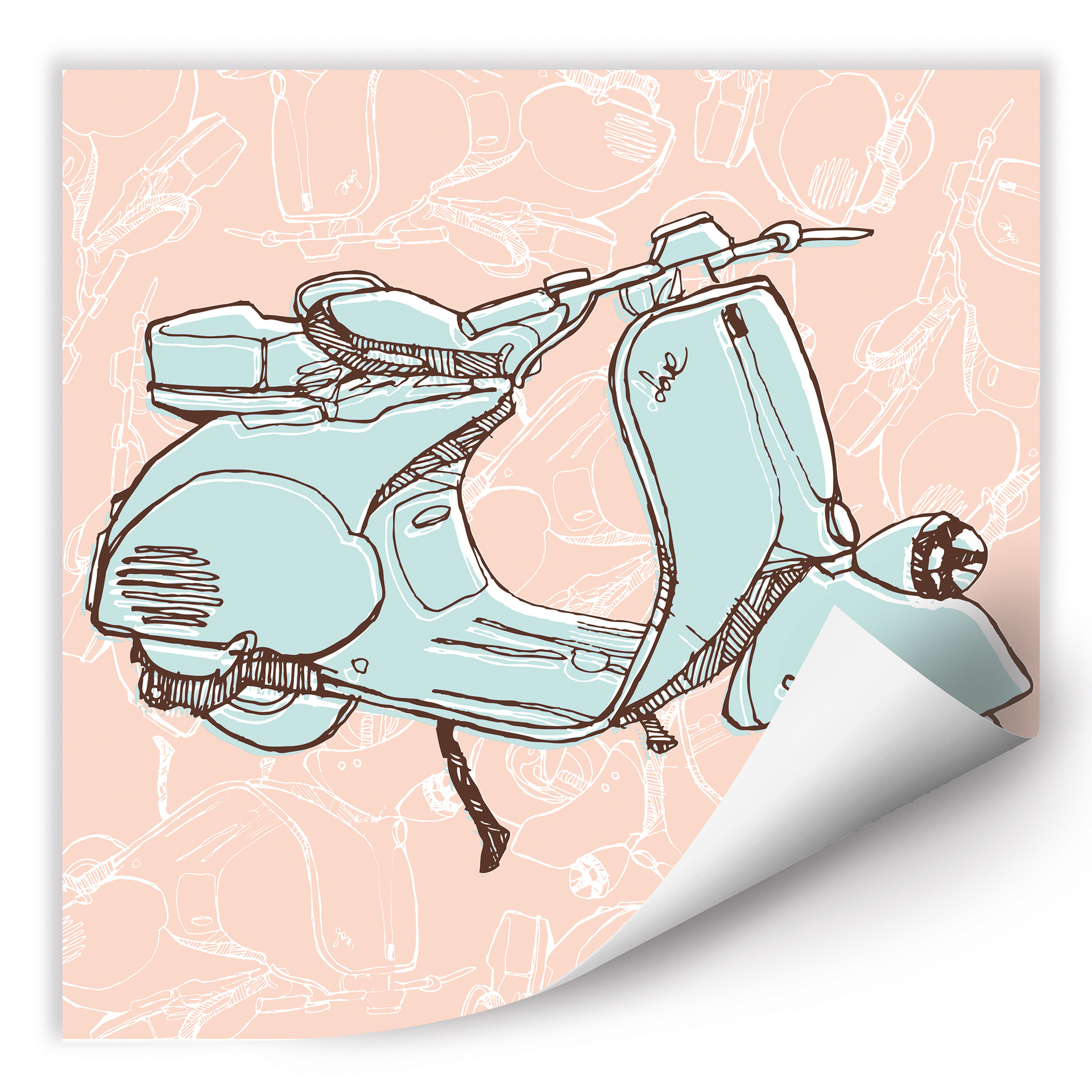 Wallprint W - Illustrated Vespa - quadratisch