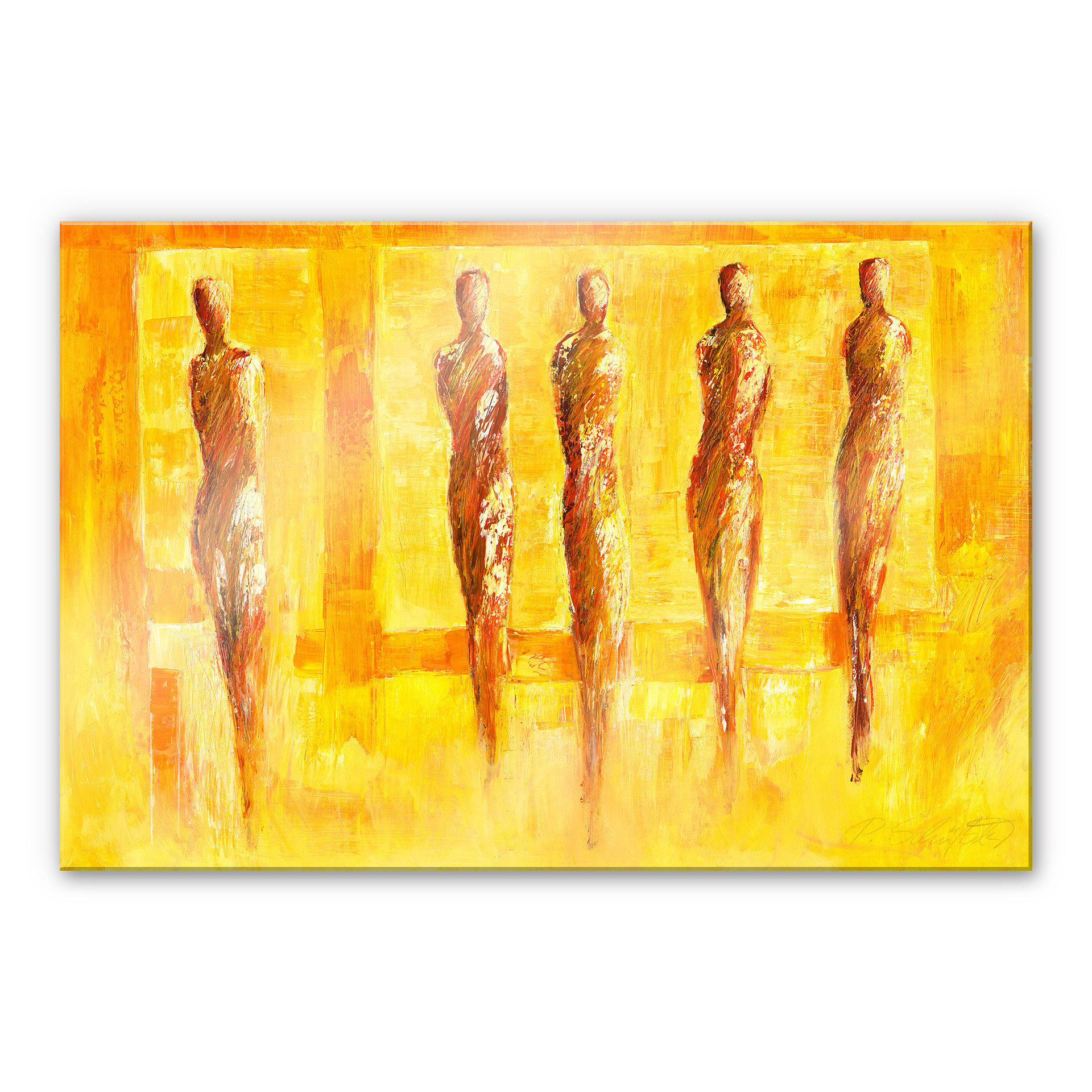 Akrylbillede Schüßler - Fem figurer i gult