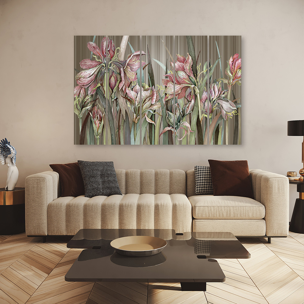 5 stykke lærredstryk, Iris blomster