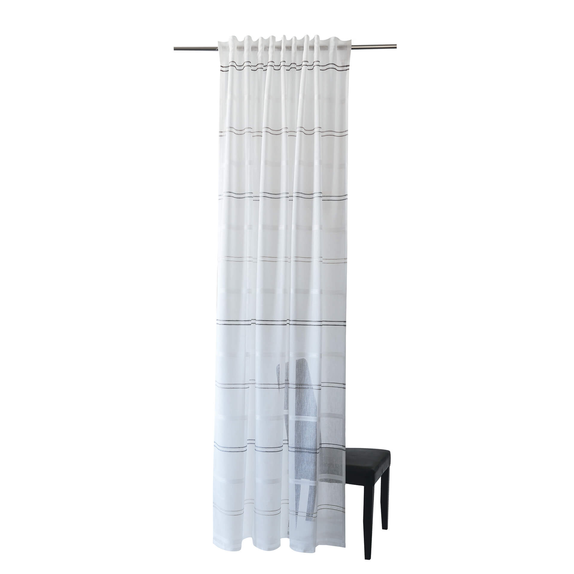 Homing Fertigschal mit verdeckten Schlaufen Linus weiß/grau -  2,45 x 1,4 m