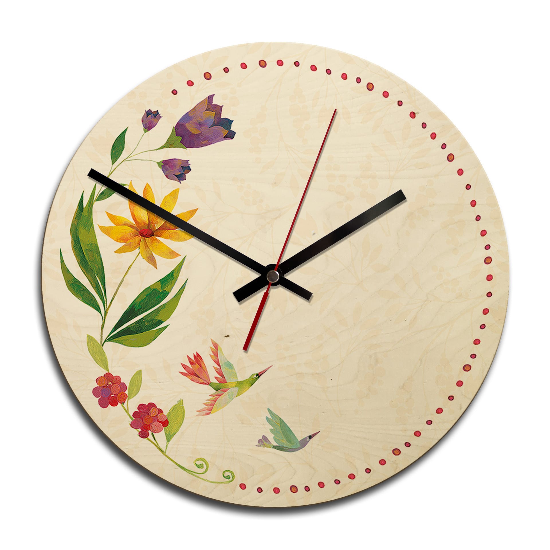 Horloge murale en bois - Blanz - Poésie de fleur