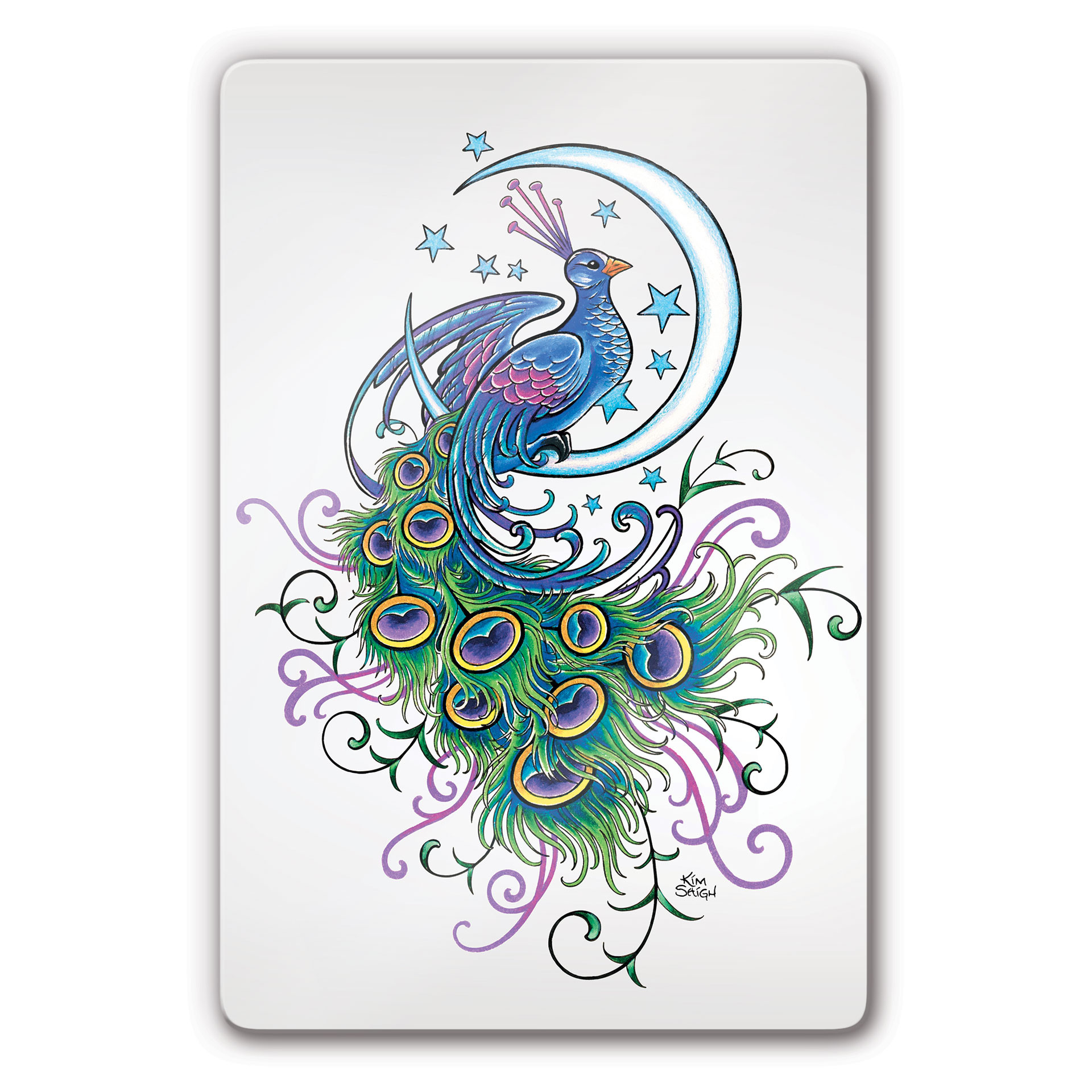 Glasbild LA Ink Pfau im Mond