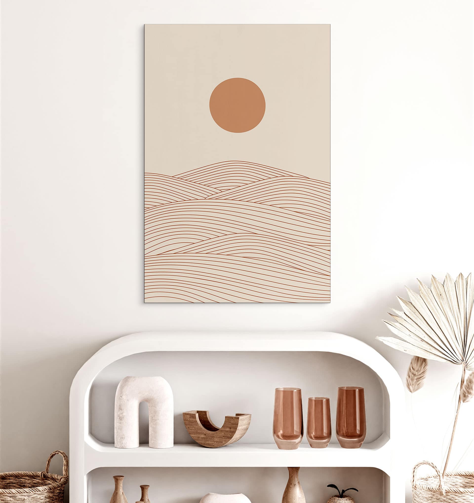Wandbild Sonnenaufgang über der abstrakten Wüste - Playell - Alu-Dibond