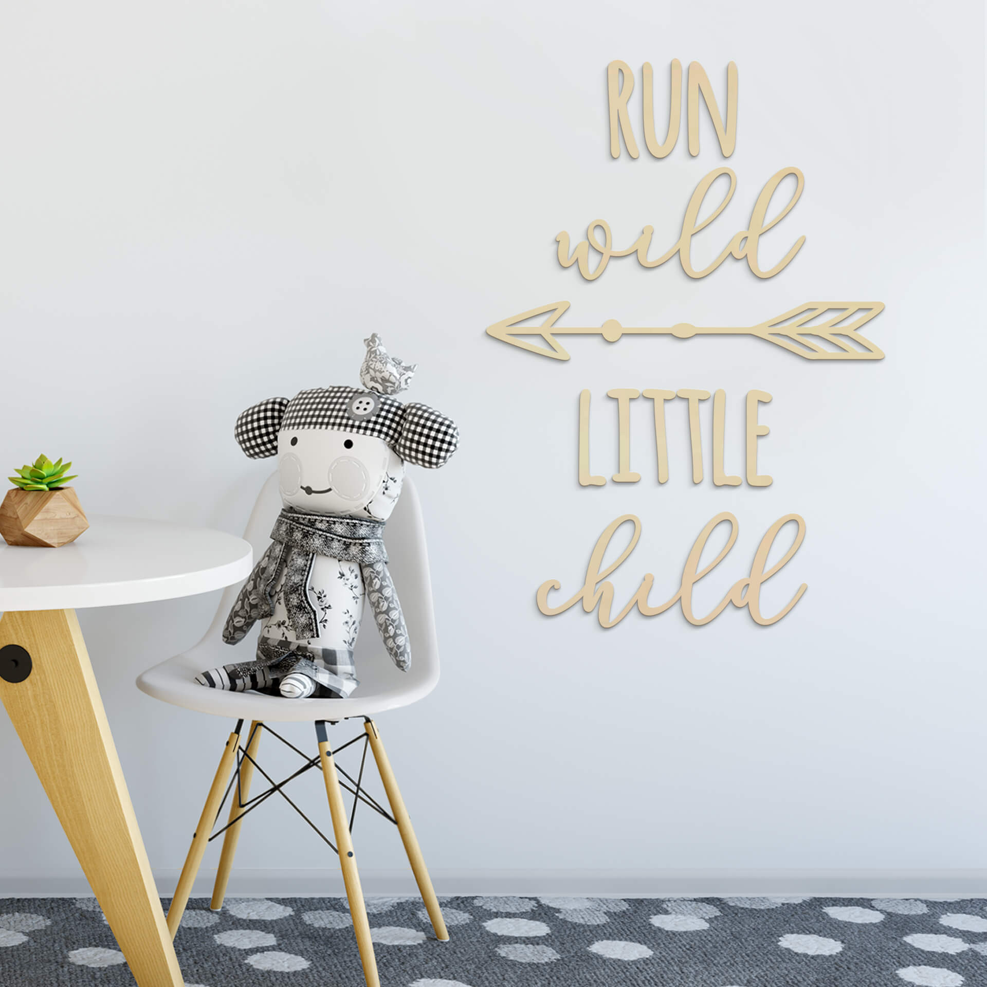 Poplar wood art - Run wild little child