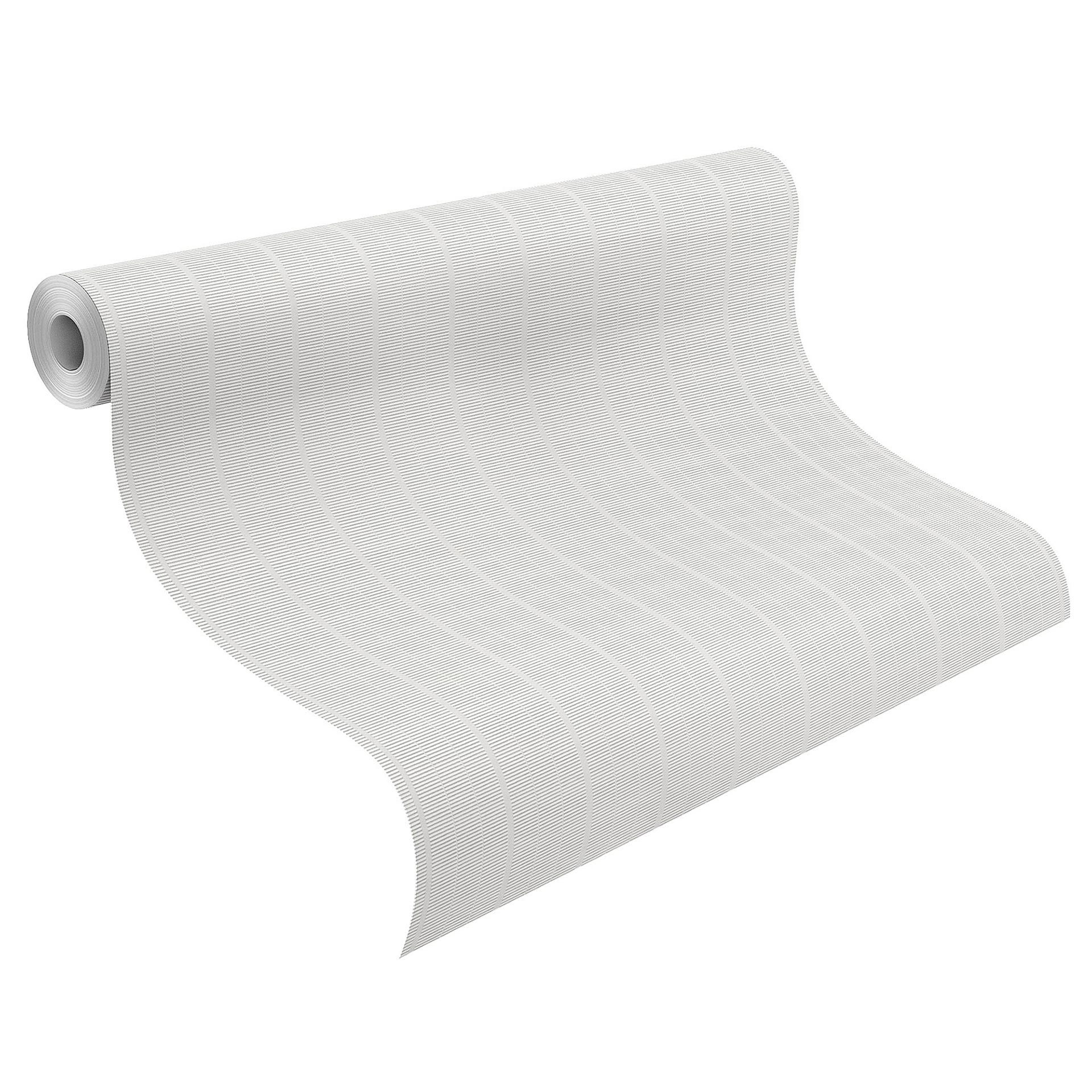 Effen behang, strokenbehang met structuur Bauhaus wit