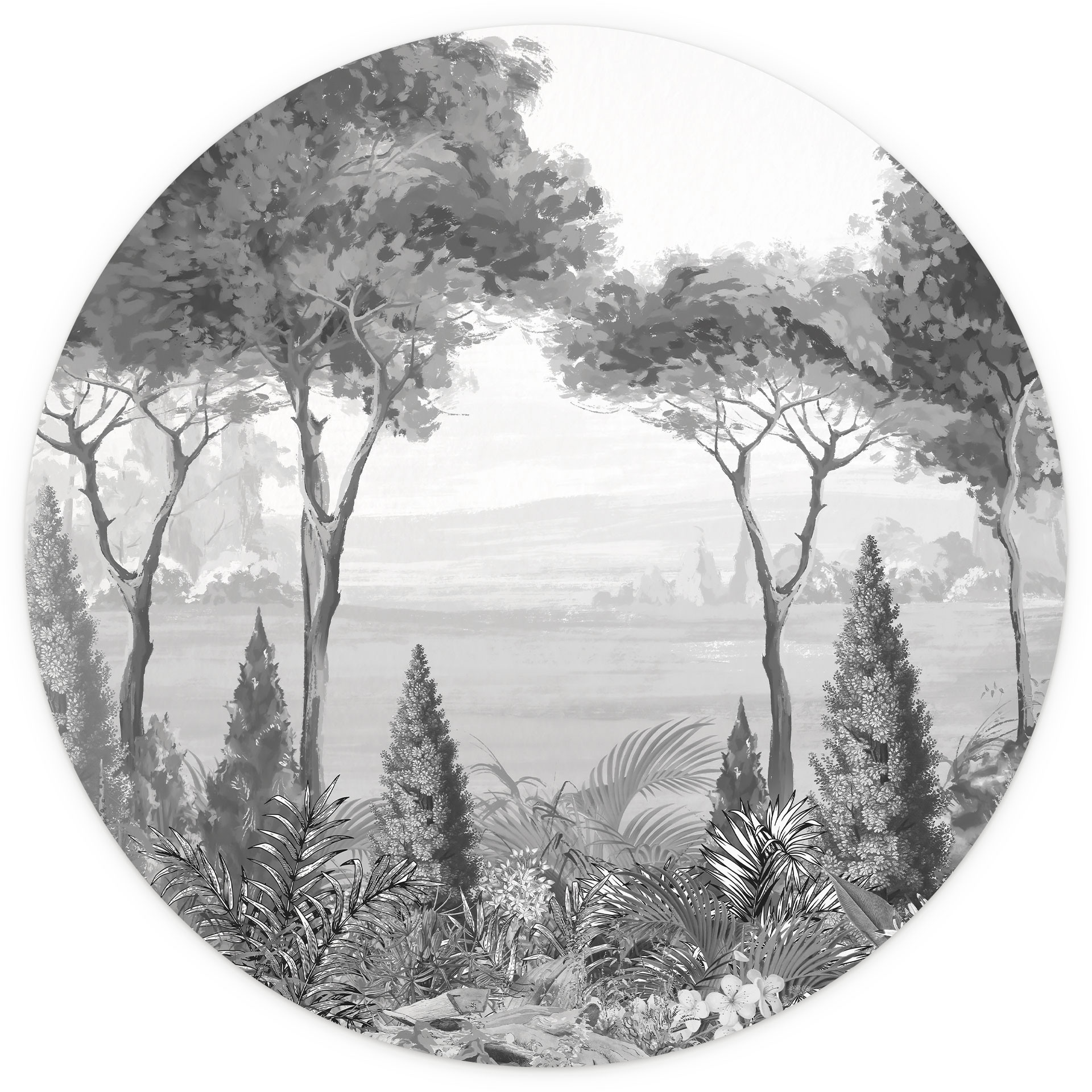 Fotobehang Idyllisch plantenlandschap - Ms Tiff - Rond - Zelfklevend/niet-geweven