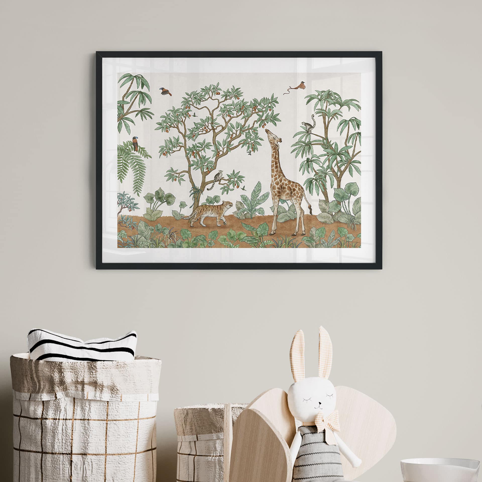 Plakat dla dzieci z motywem zwierzęcym | Ukryty obiekt zwierzęta z dżungli - Kikki Belle