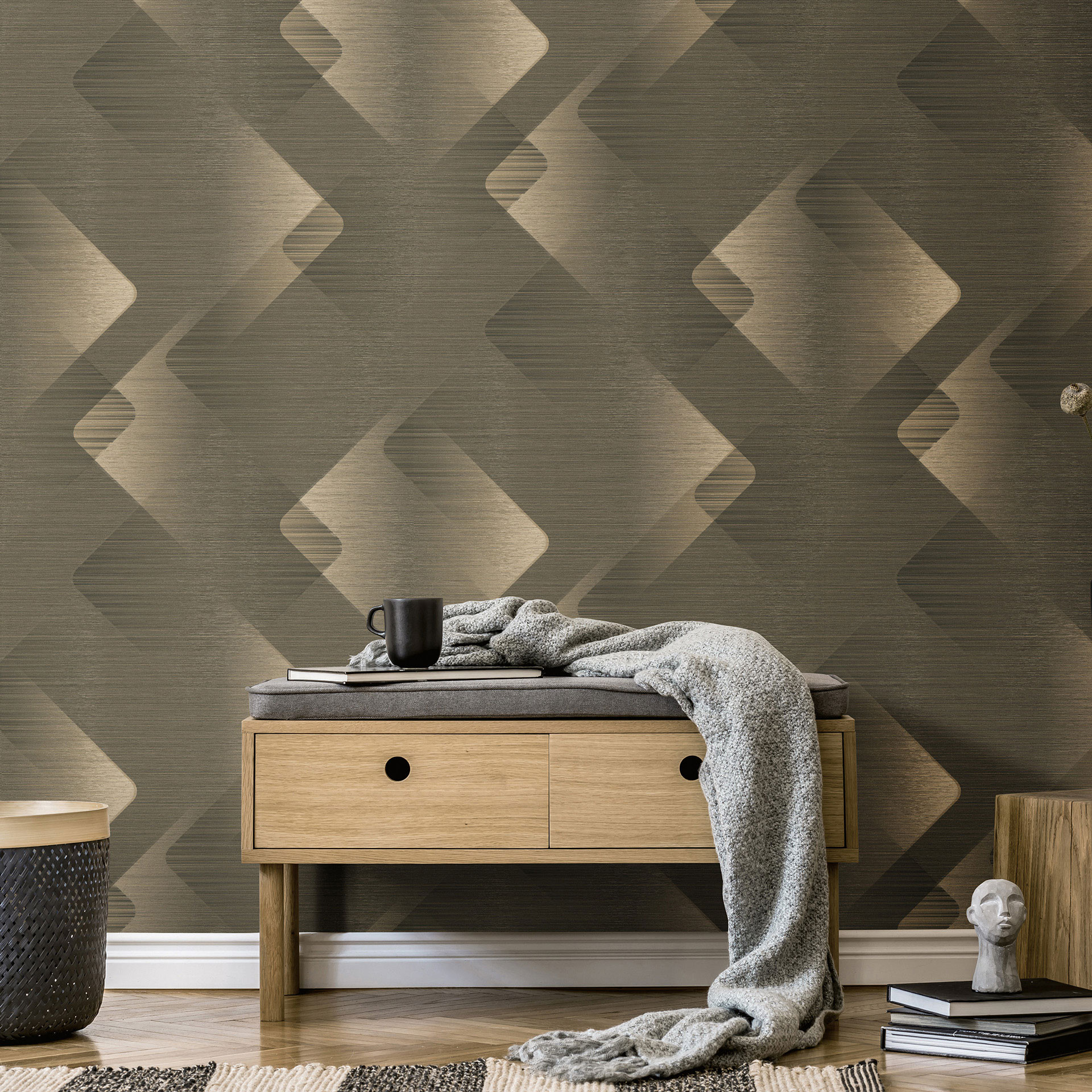 Grafisch behang Elysium taupe
