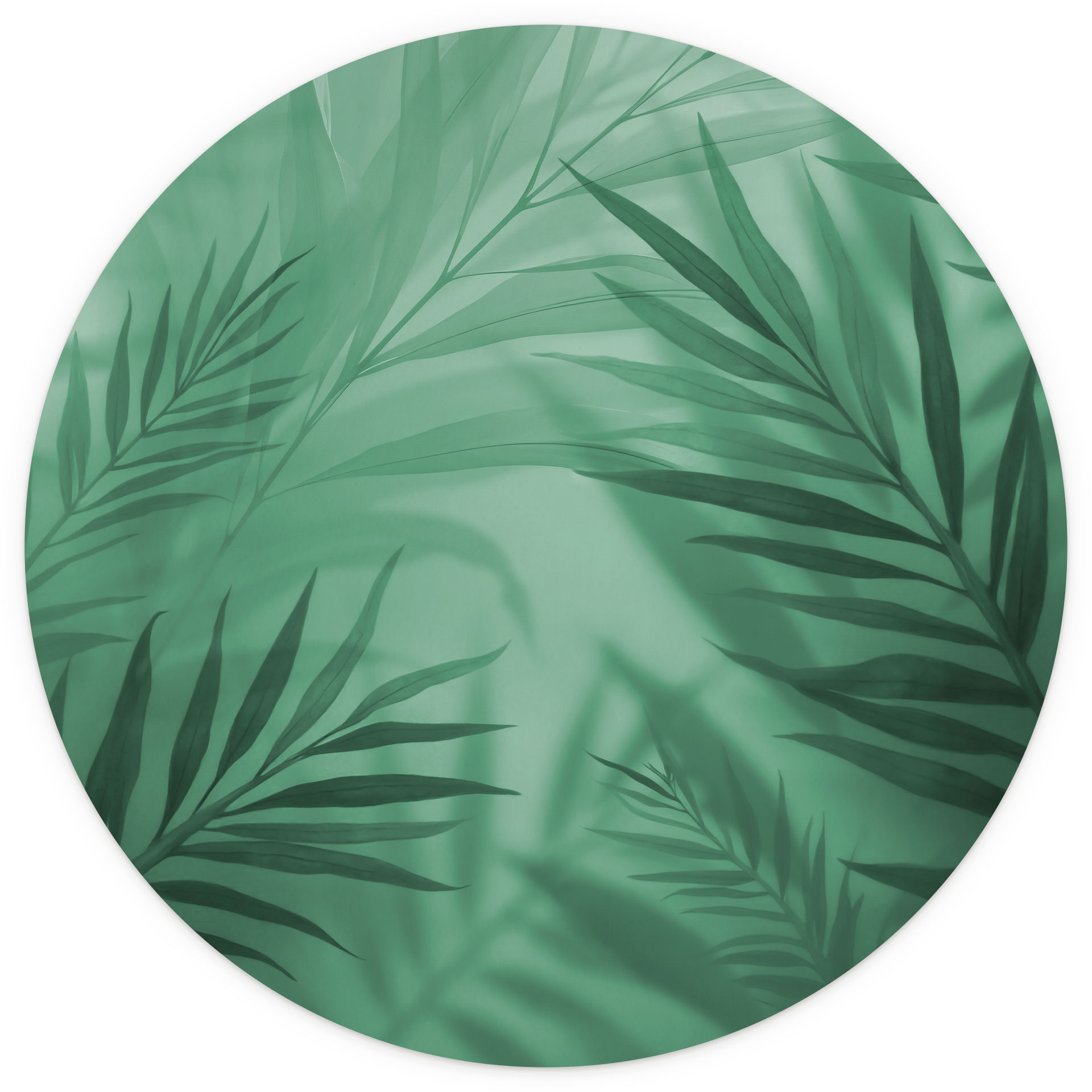 Groene palmbladeren - ronde Fotobehang - vliesbehang/zelfklevend vliesbehang
