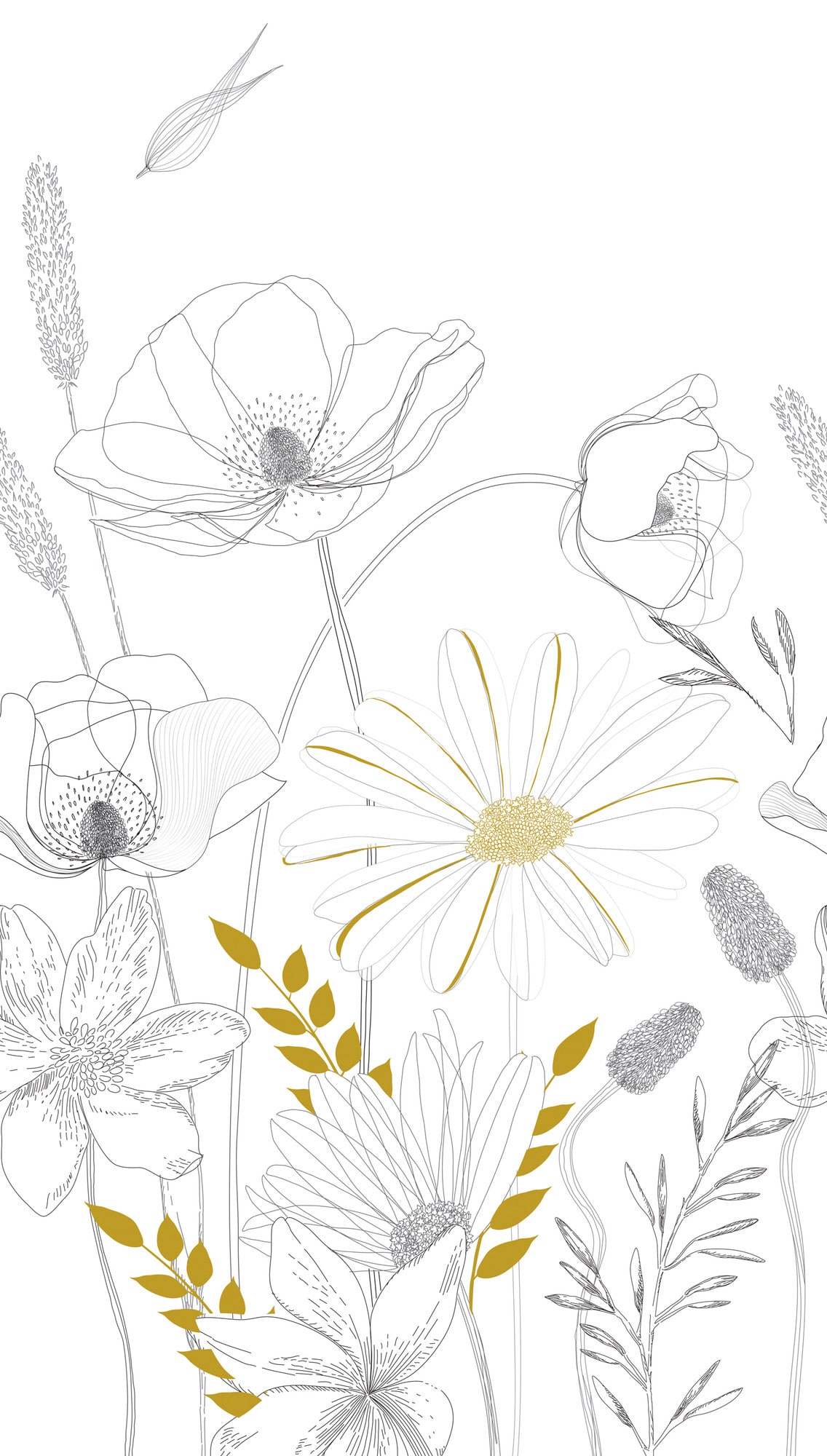 behang bloemen wit zwart - vliesbehang bloemen planten Livingwalls - mat en glad