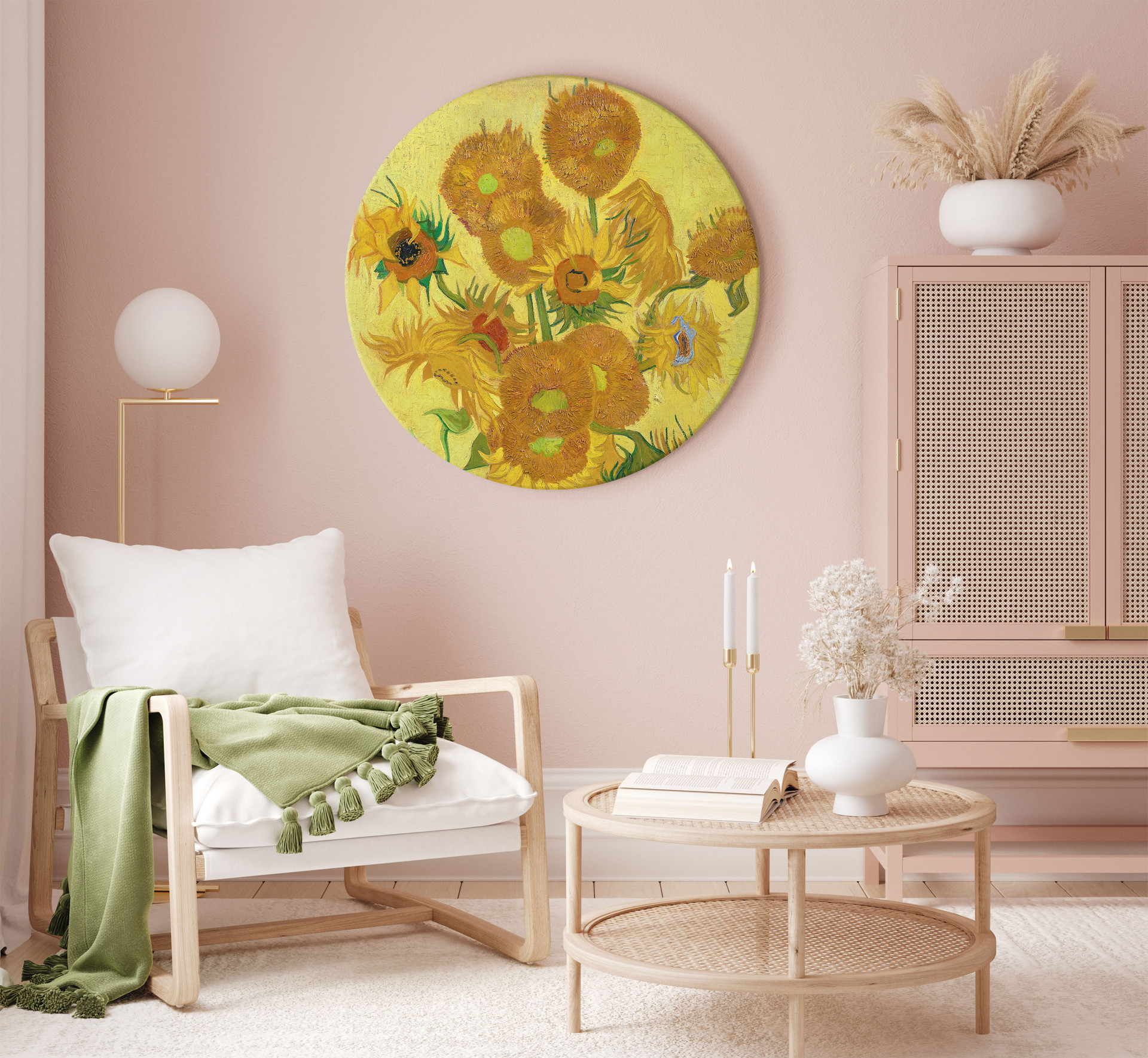 Rundes Leinwandbild van Gogh - Fünfzehn Sonnenblumen