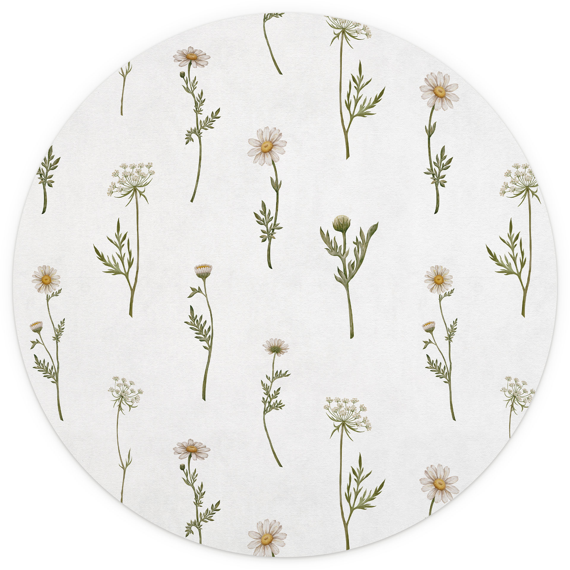 Romantische weide met veldbloemen behang - Kikki Belle - Rond - vliesbehang/zelfklevend vliesbehang