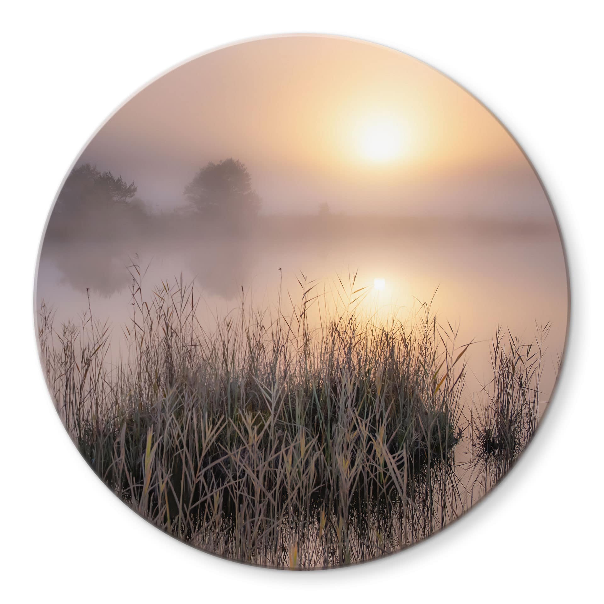 Glasbild Nebliger Herbsttag - Eisenmann - Rund