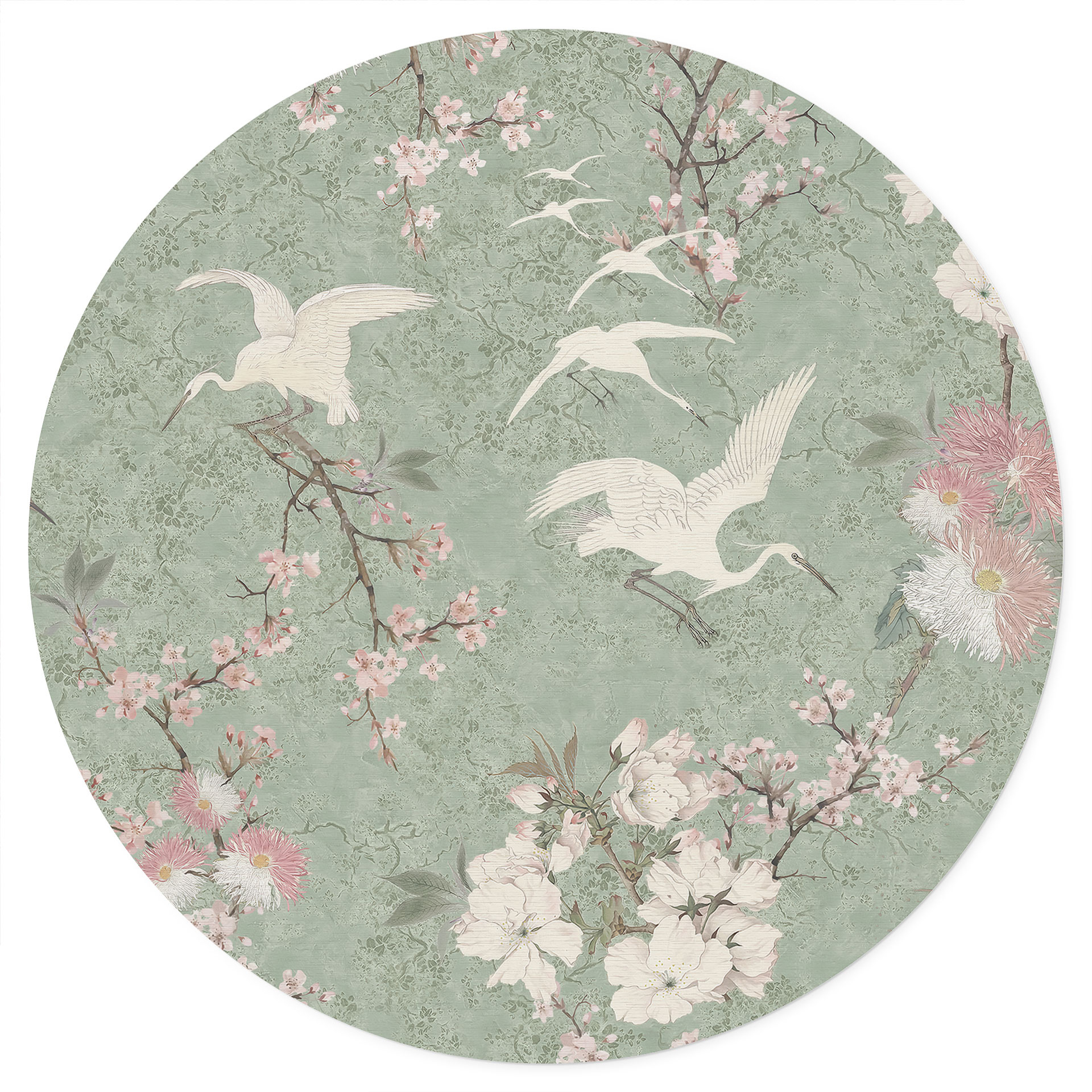 Naklejka na ścianę Żurawie w kolorze zielonym - Bloomery Decor - Okrągła
