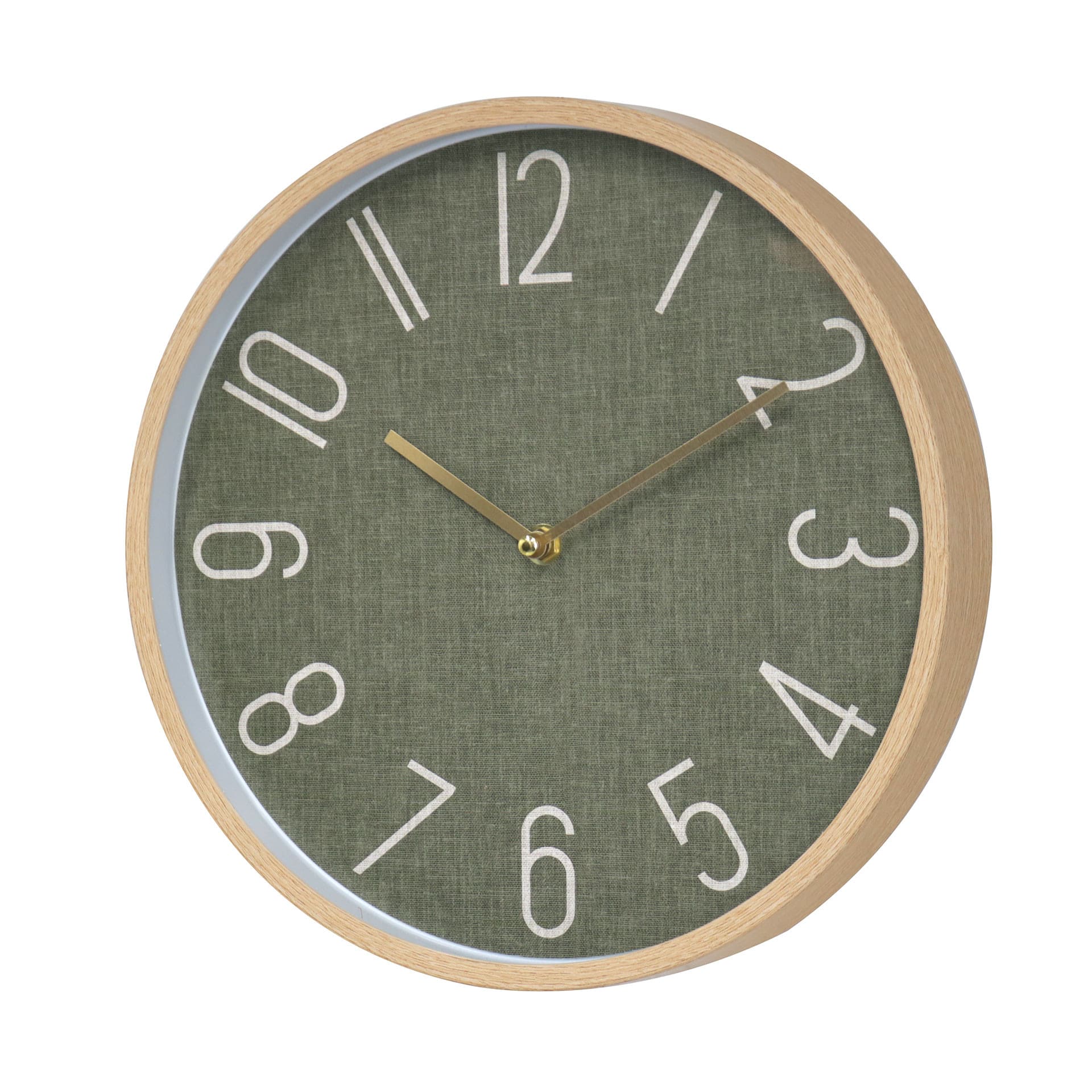 Horloge murale verte effet bois, horloge à quartz ronde avec chiffres clairs et look naturel 30x30x4 cm