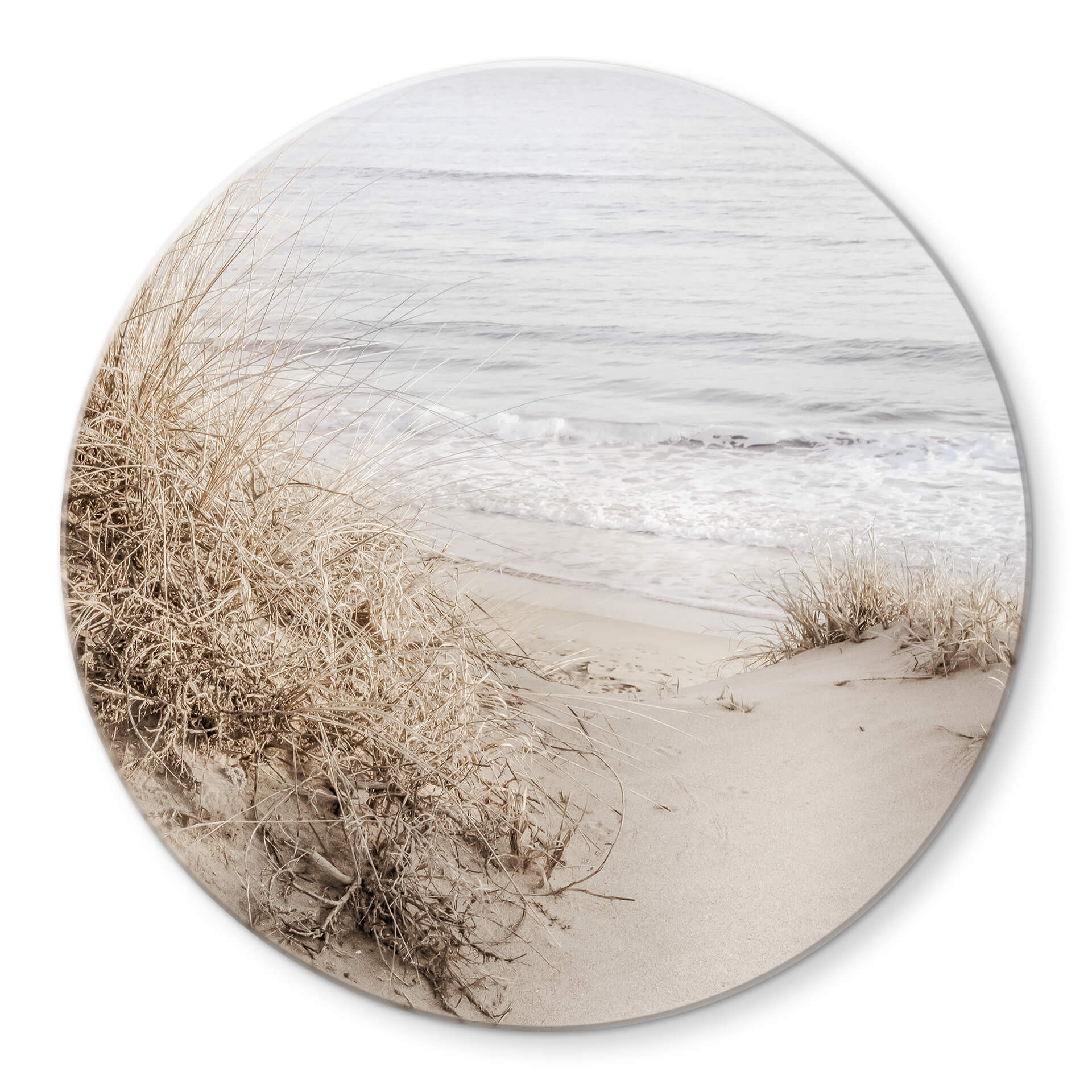 Tableau sur verre rond 1X Studio - Plage de dunes