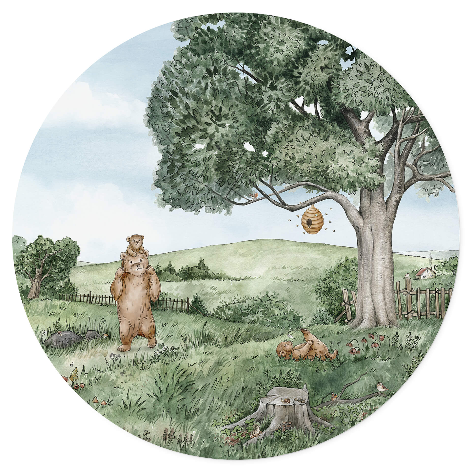 Wandtattoo Kikki Belle - Bären und Bienen - Rund