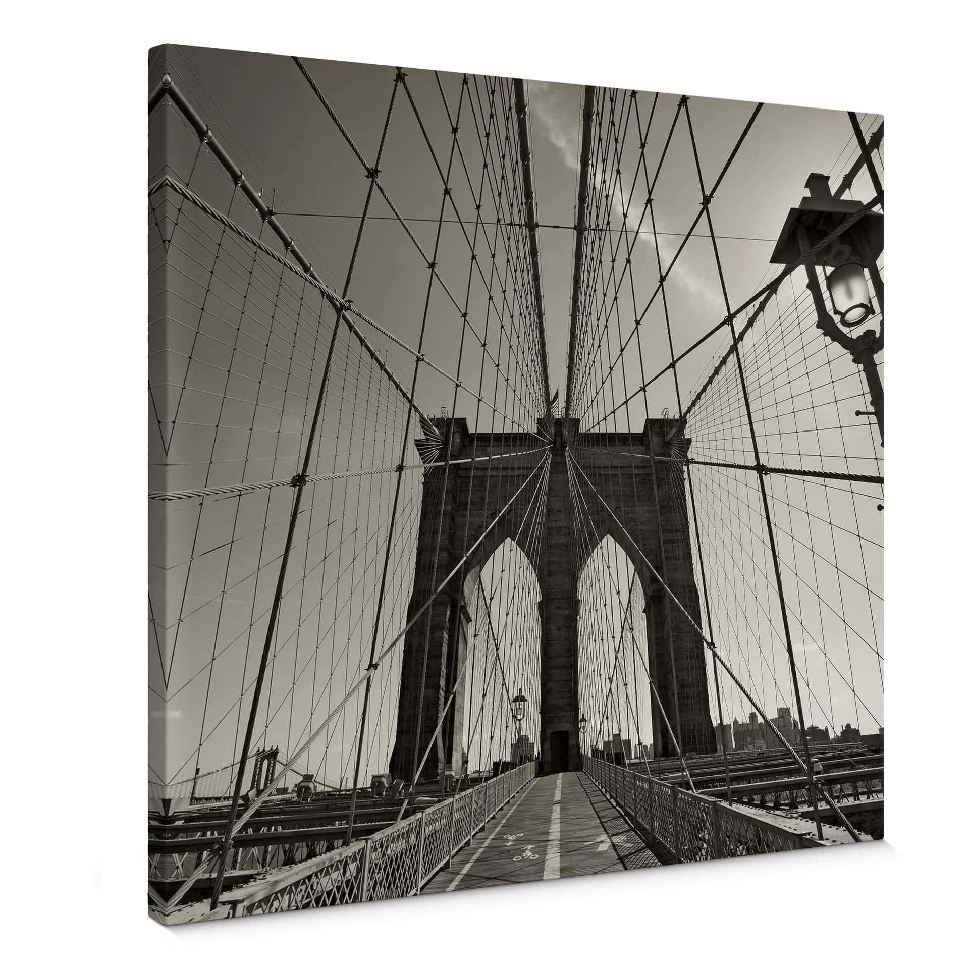 Obraz na płótnie Brooklyn Bridge perspektywa - kwadrat