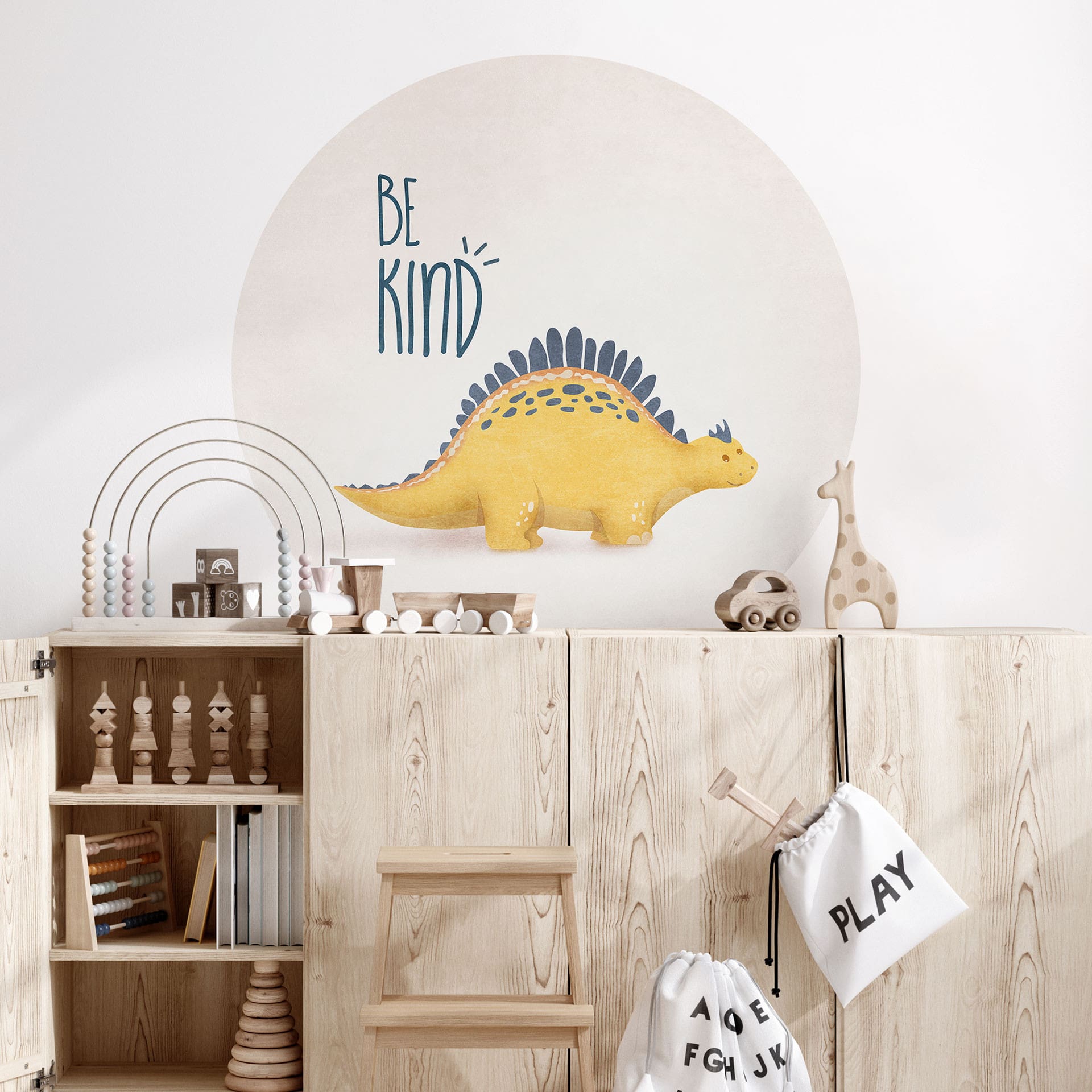 Wandtattoo Dino Be Kind - Stegosaurus - Tunaboylu - Rund