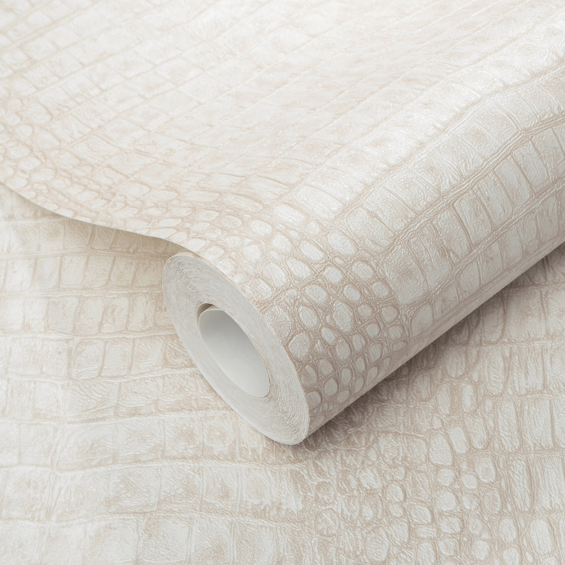 Vliesbehang in beige met krokodillenlook, subtiel moderne en elegante textuur