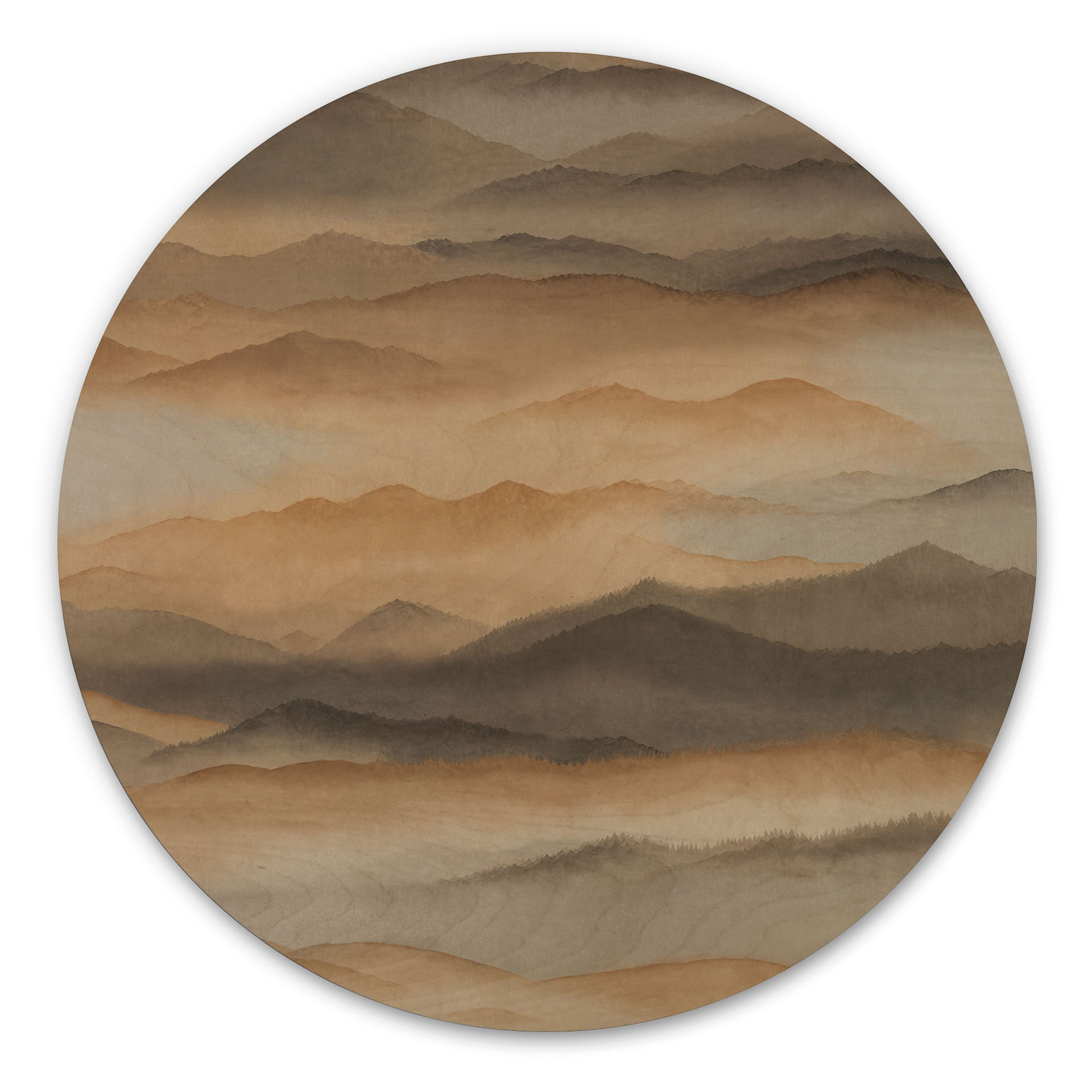 Tableau en Bois Roerich Silence - Paysage Montagneux Chaud - Sir Edward x Grigory Gladarev - Rond