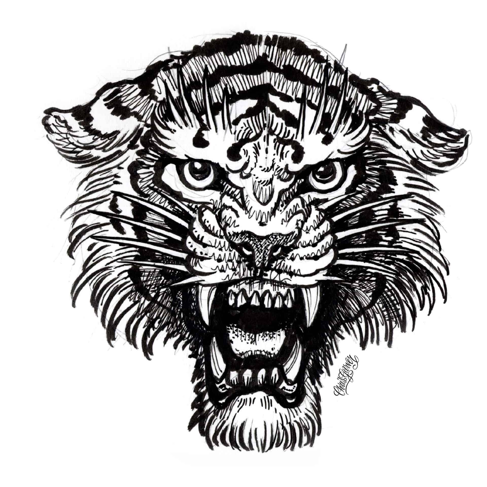 Sticker mural - Miami Ink - Tiger