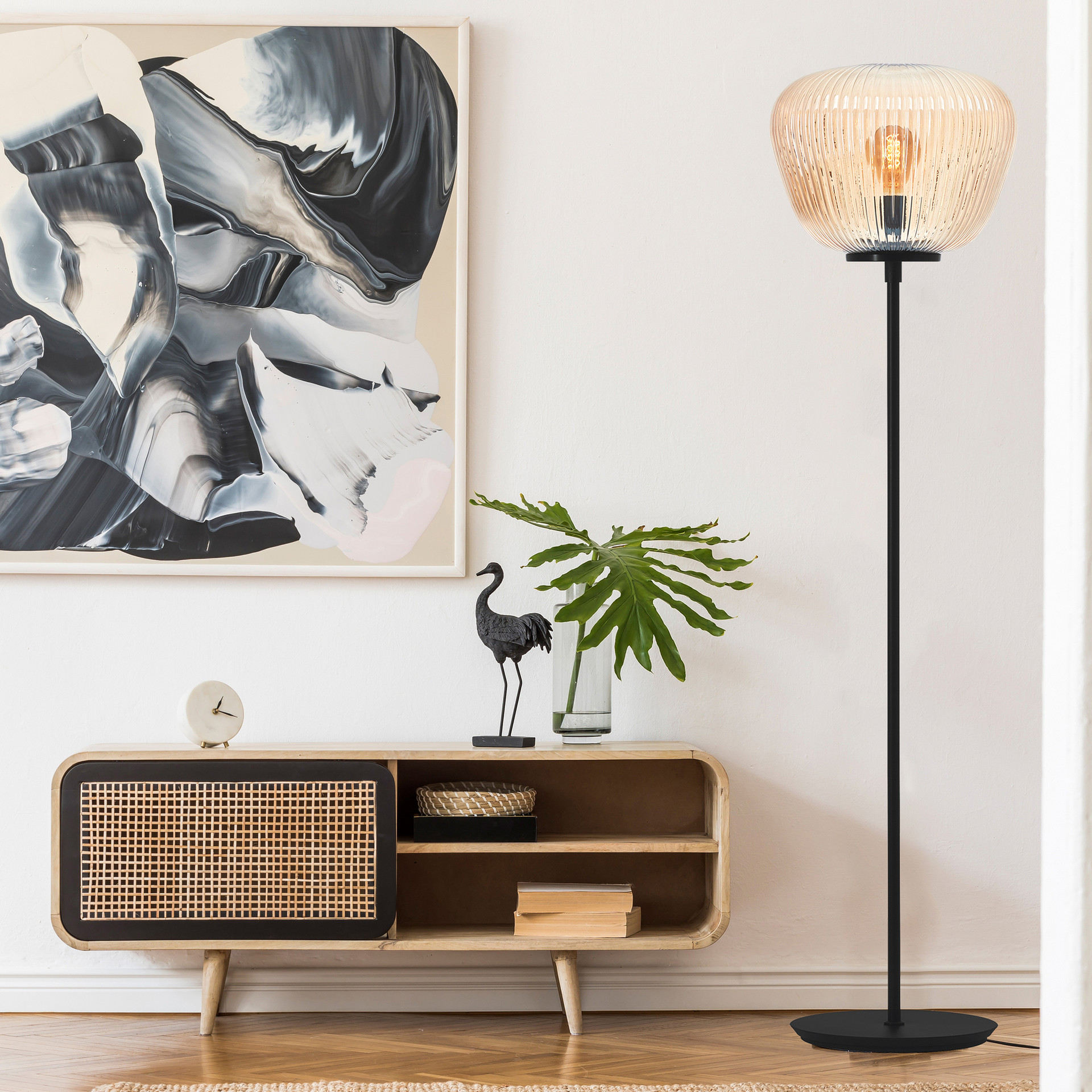 Stehleuchte Junis, braun, 140 x 35 cm, Metall Stehleuchte