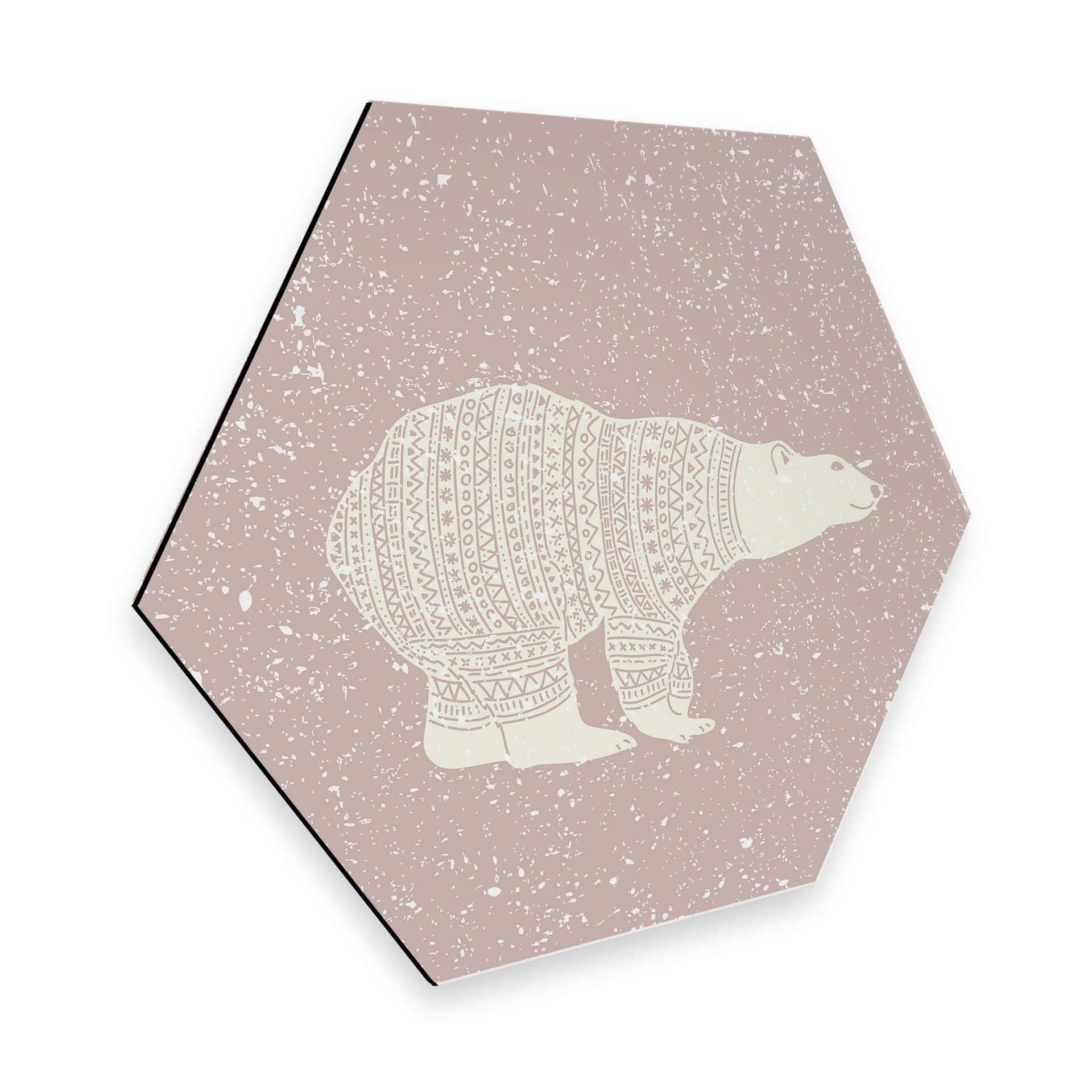 Hexagon - Alu-Dibond Polarbär Weiß