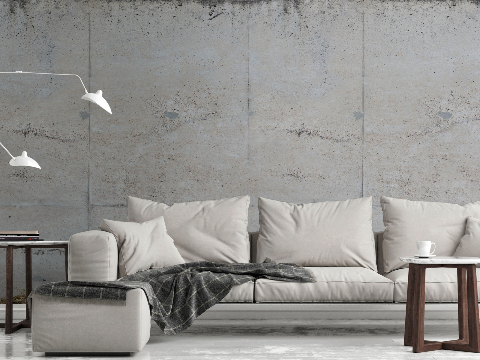 behang betonwand grijs beige - vliesbehang industrieel Livingwalls - mat en glad
