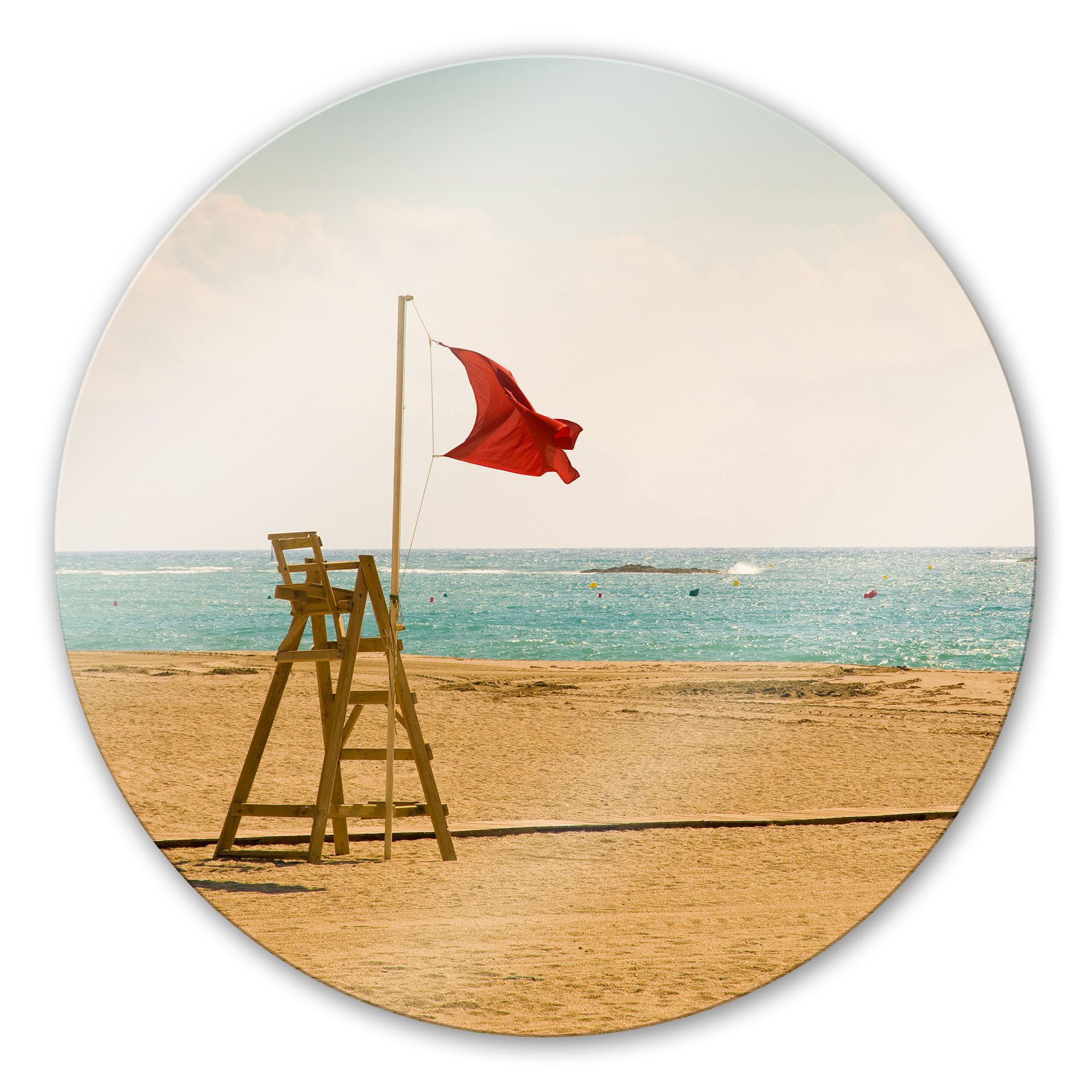 Glasbild Rote Fahne - rund