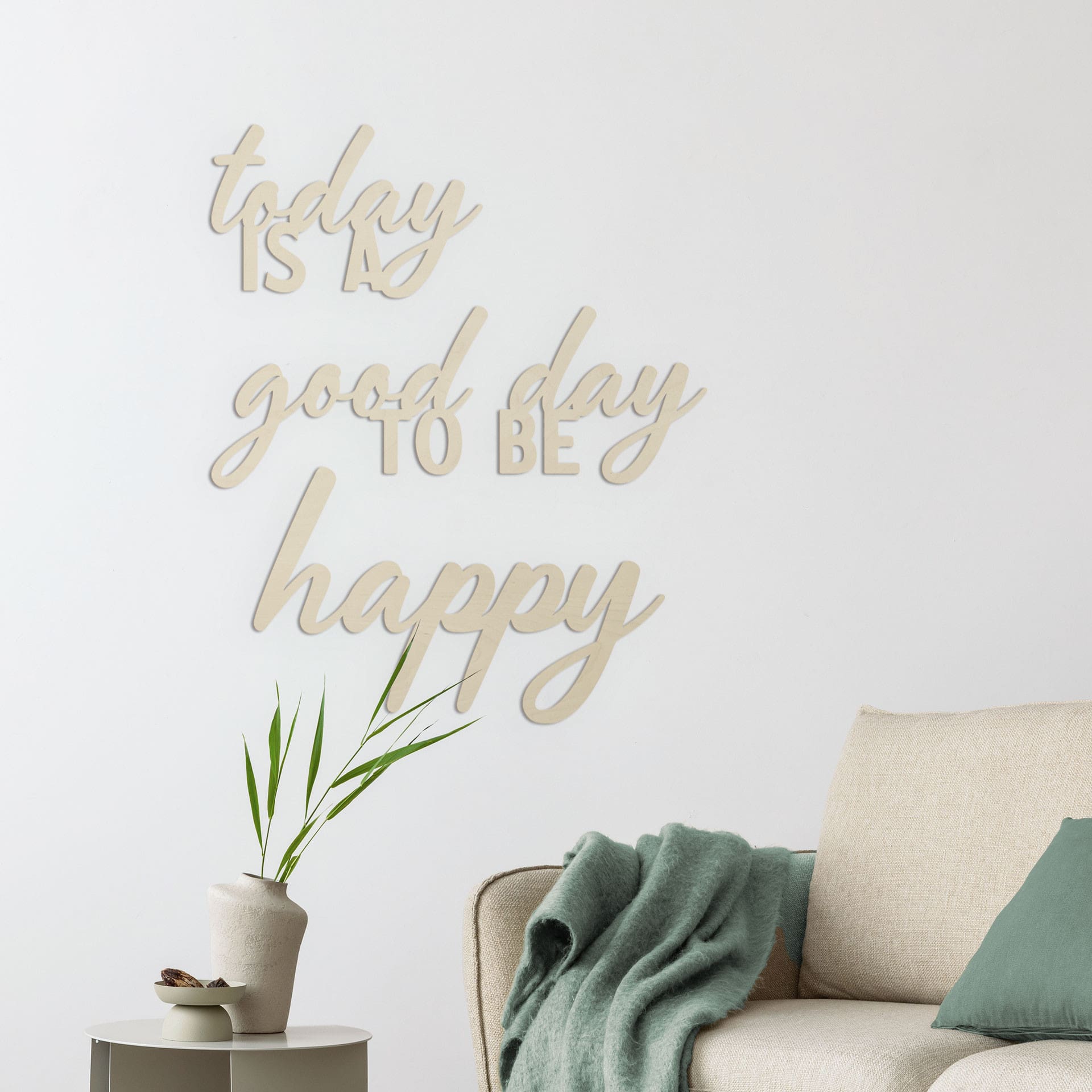 drewniany napis 3D Today is a good day to be happy - Poplar