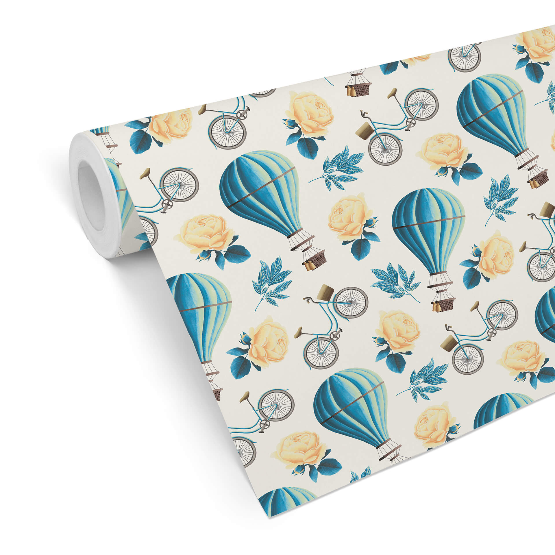 Patroonbehang – Vintage Luchtballonnen – blauw