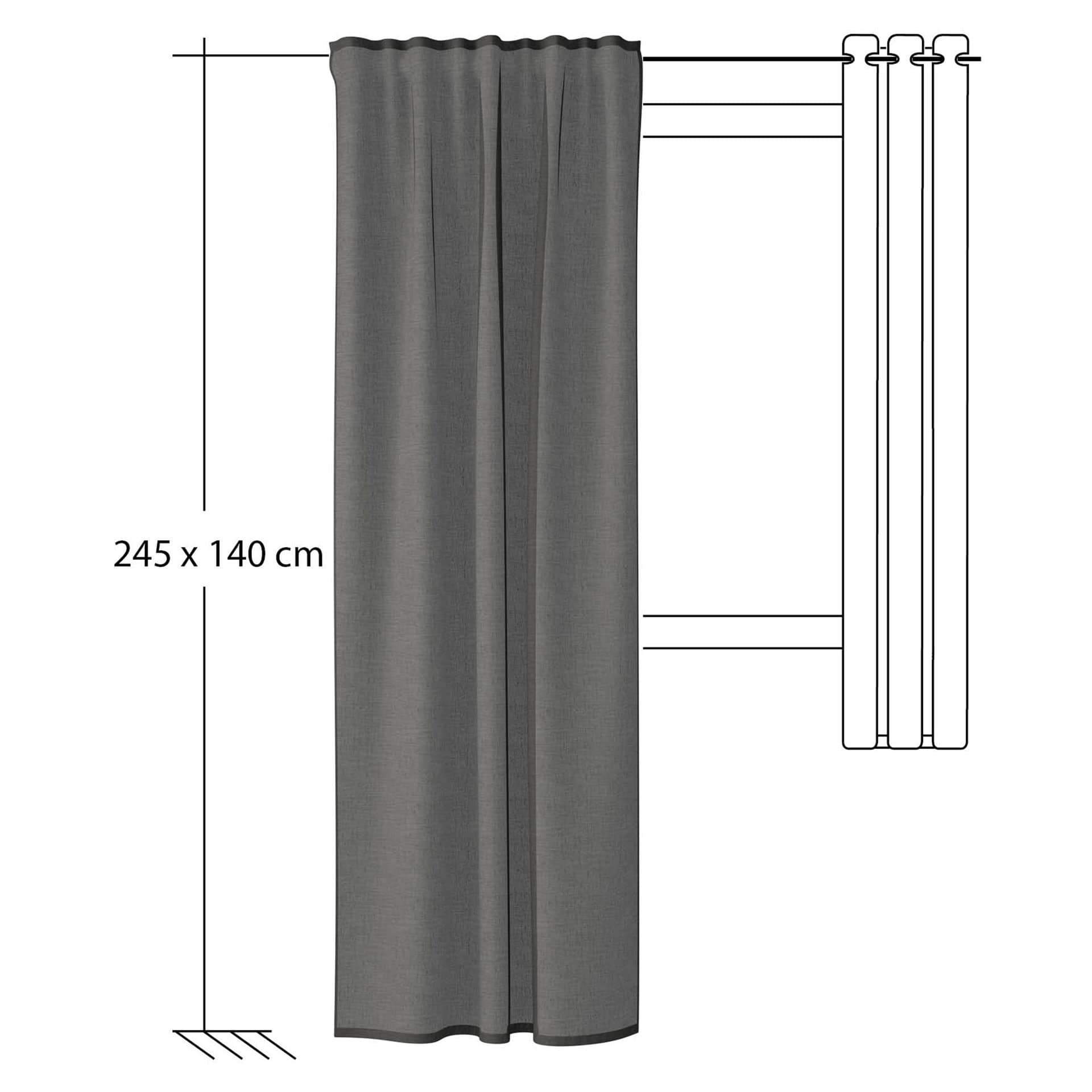 Homing Fertigschal mit verdeckten Schlaufen Oskar anthrazit -  2,45 x 1,4 m