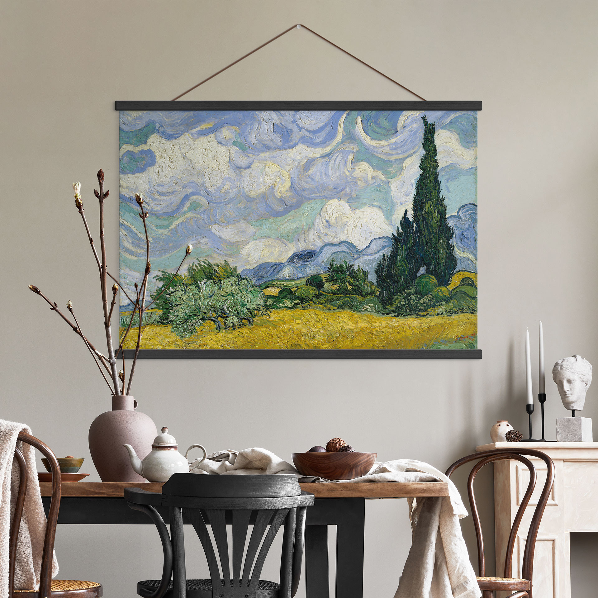 Obraz tkaniny a - Pole pszenicy z cyprysami - van Gogh